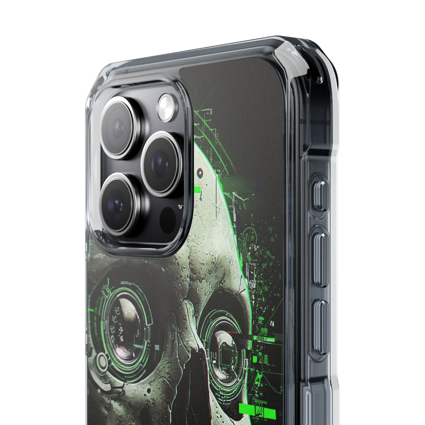 Gothic Skull Phone Case, Cyberpunk Design, Clear Impact Protection, Unique Gift for Him, Halloween Accessories, Tech Lover