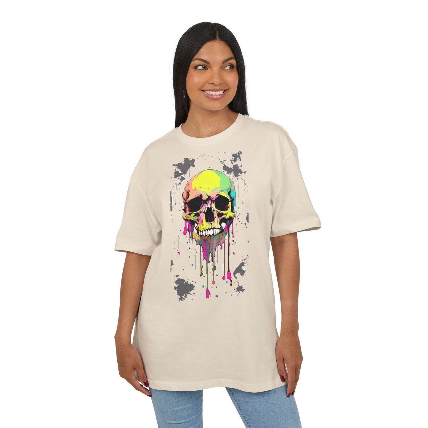 Colorful Skull Oversized Tee - Edgy Graphic Shirt for Casual Wear, Street Style, Gifts, etc.