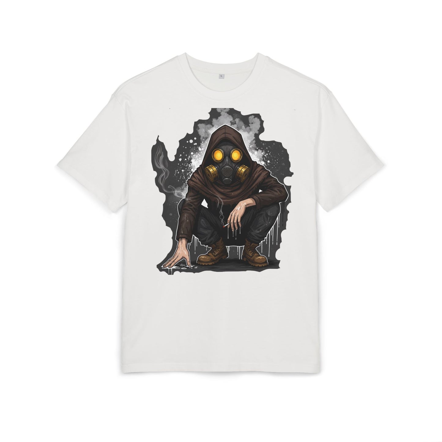 Gothic Gas Mask Unisex Heavy Oversize Tee, Streetwear Graphic Tee, Casual T-Shirt, Halloween Costume Top, Unique Gift Idea