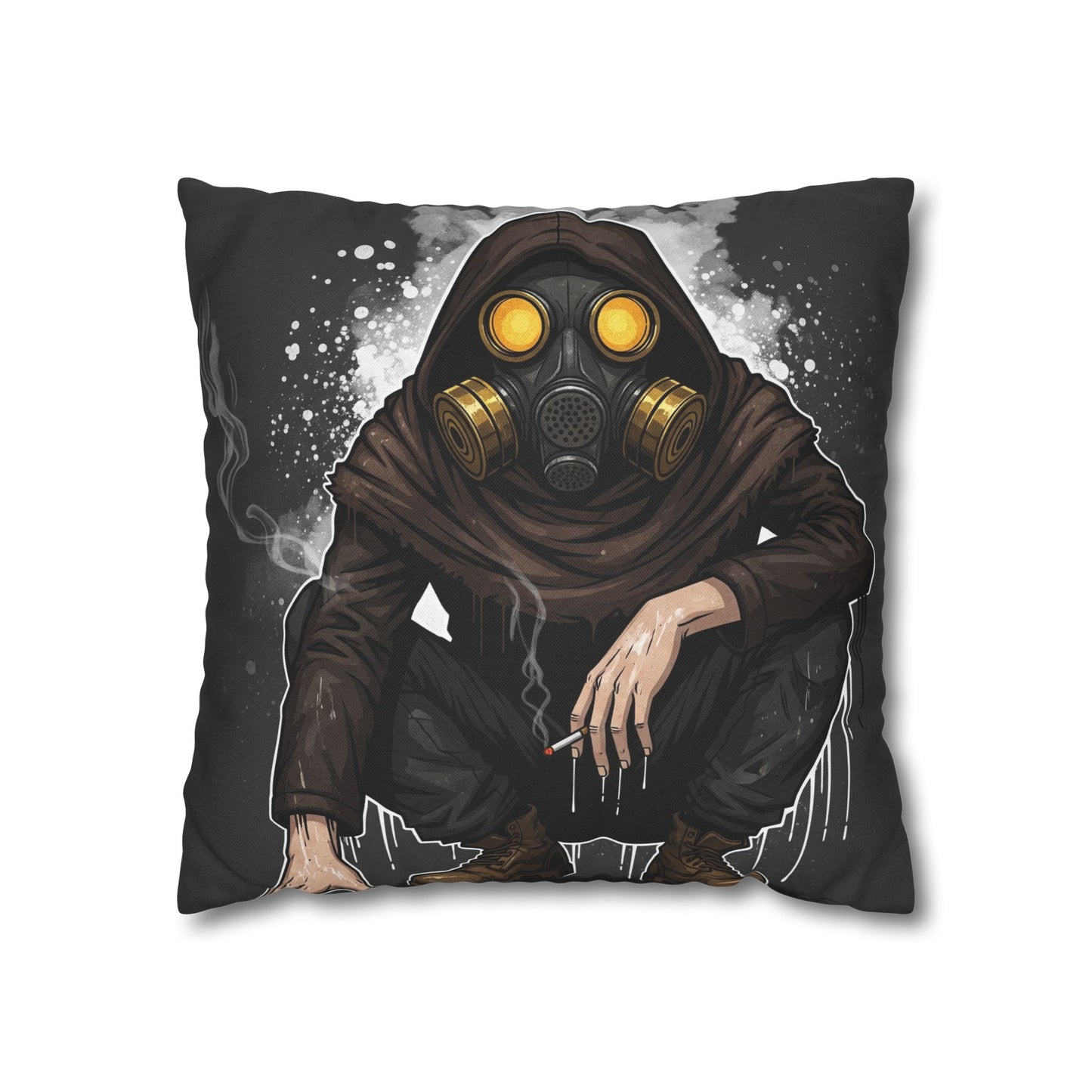 Gothic Gas Mask Pillowcase - Unique Home Decor, Edgy Throw Pillow, Gifts for Sci-Fi Fans, Alternative Room Style, Men’s Bedroom Decor