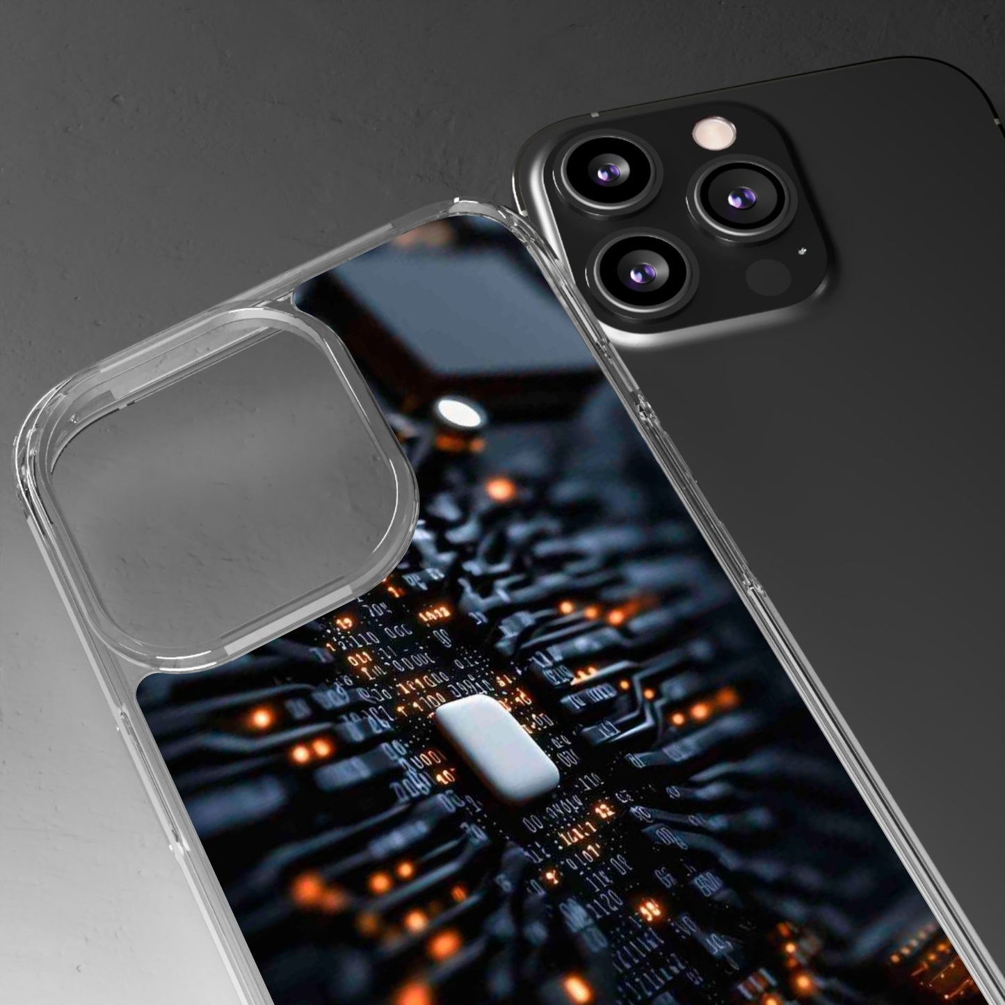 Clear Phone Case with Cyber Print
