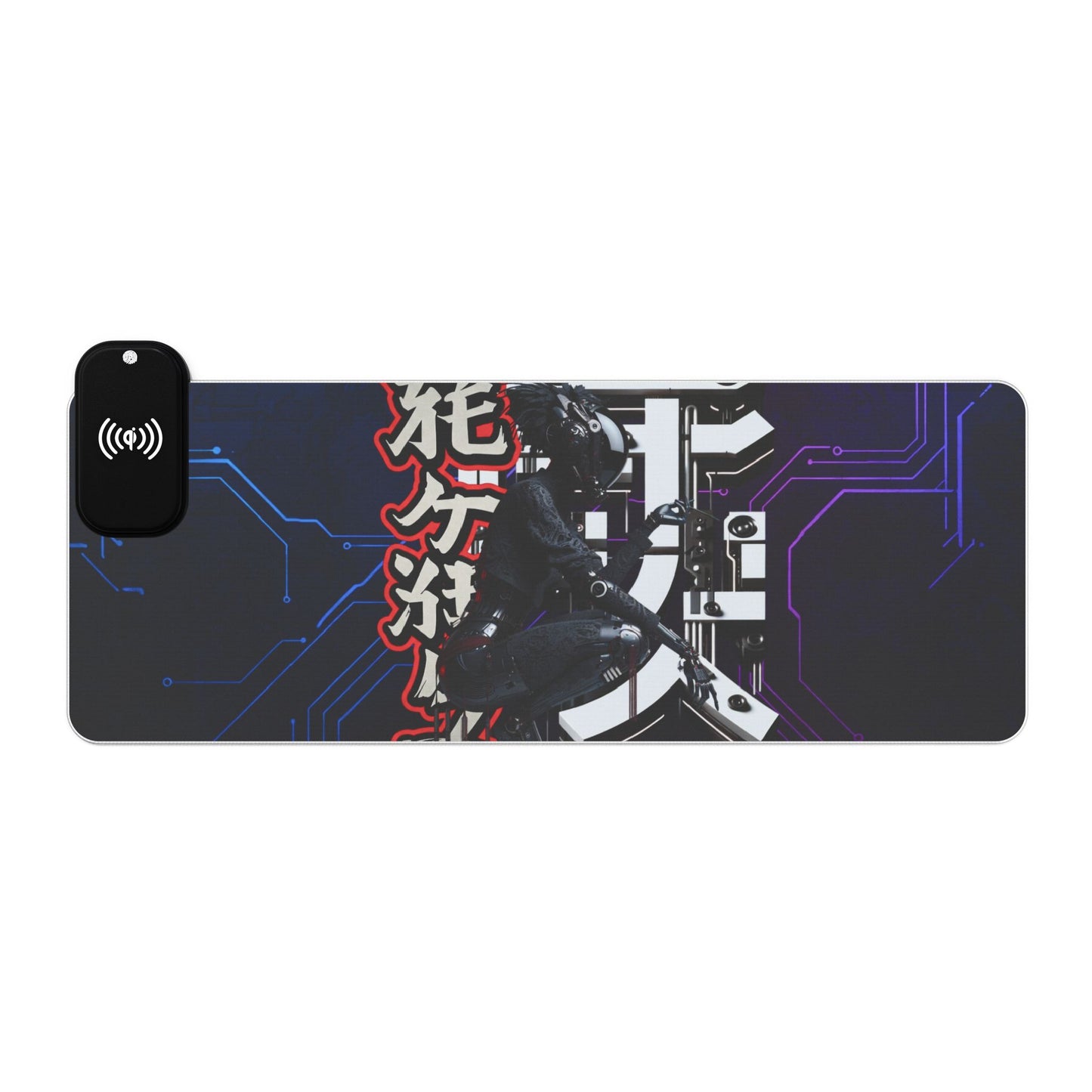 LED Gaming Mouse Pad with Wireless Charging - Cyberpunk Design for Gamers