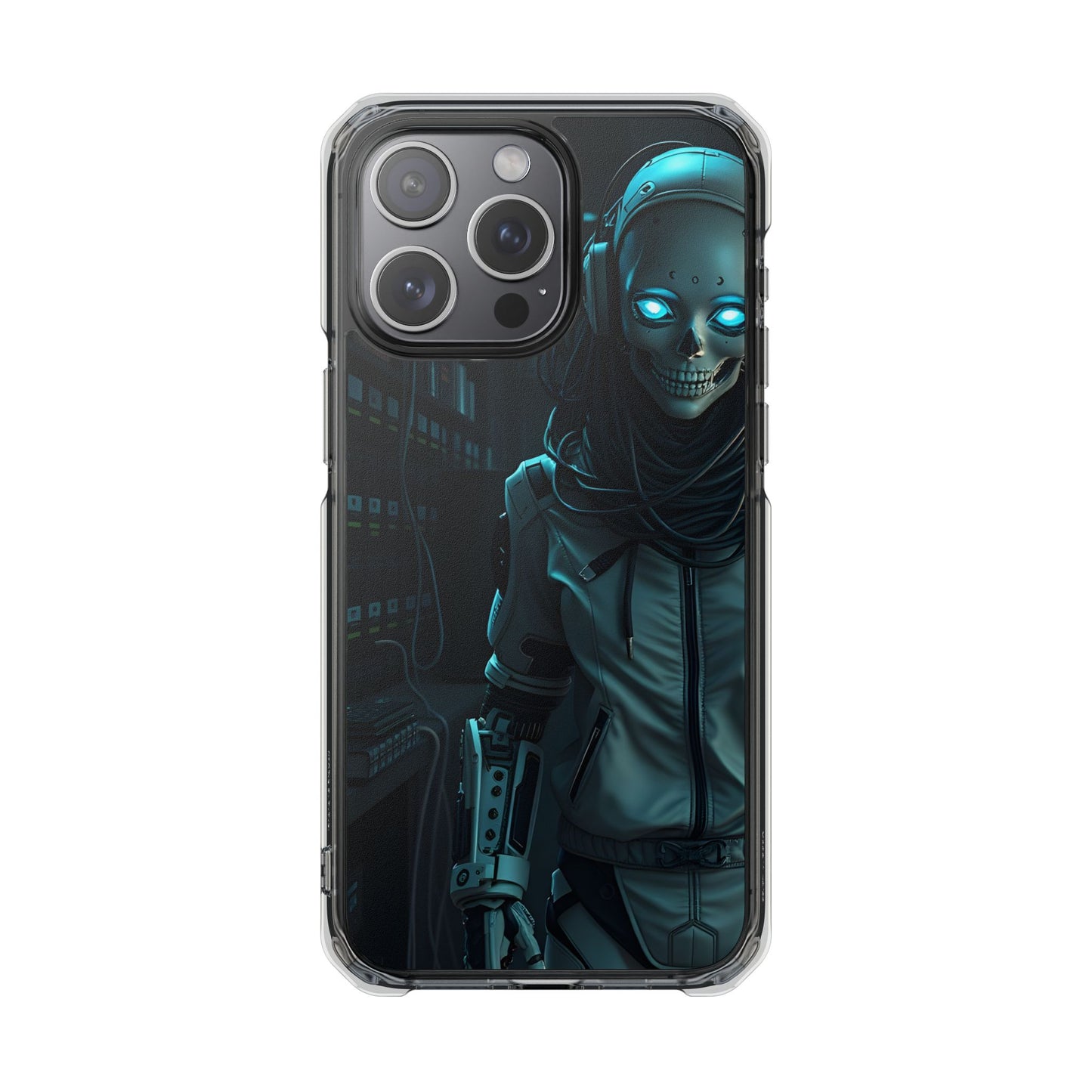 Futuristic Robot Phone Case, Magnetic Clear Impact Case, Unique Gift for Tech Lovers, Protective Smartphone Accessory, Cyberpunk Style