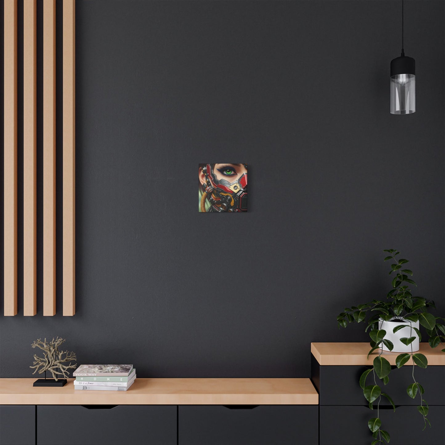 Stretched Canvas Art Print, Futuristic Wall Decor, Cyberpunk Artwork, Modern Home Decor, Unique Gift for Tech Lovers
