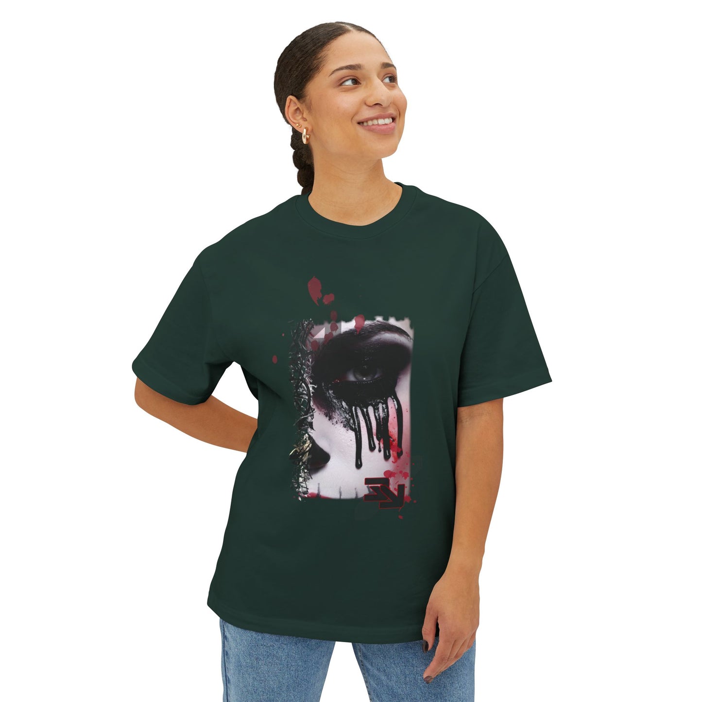 Chic Oversized Graphic Tee - Edgy Art Shirt, Casual Everyday Wear, Fashion Statement, Gift for Art Lovers, Unisex Street Style
