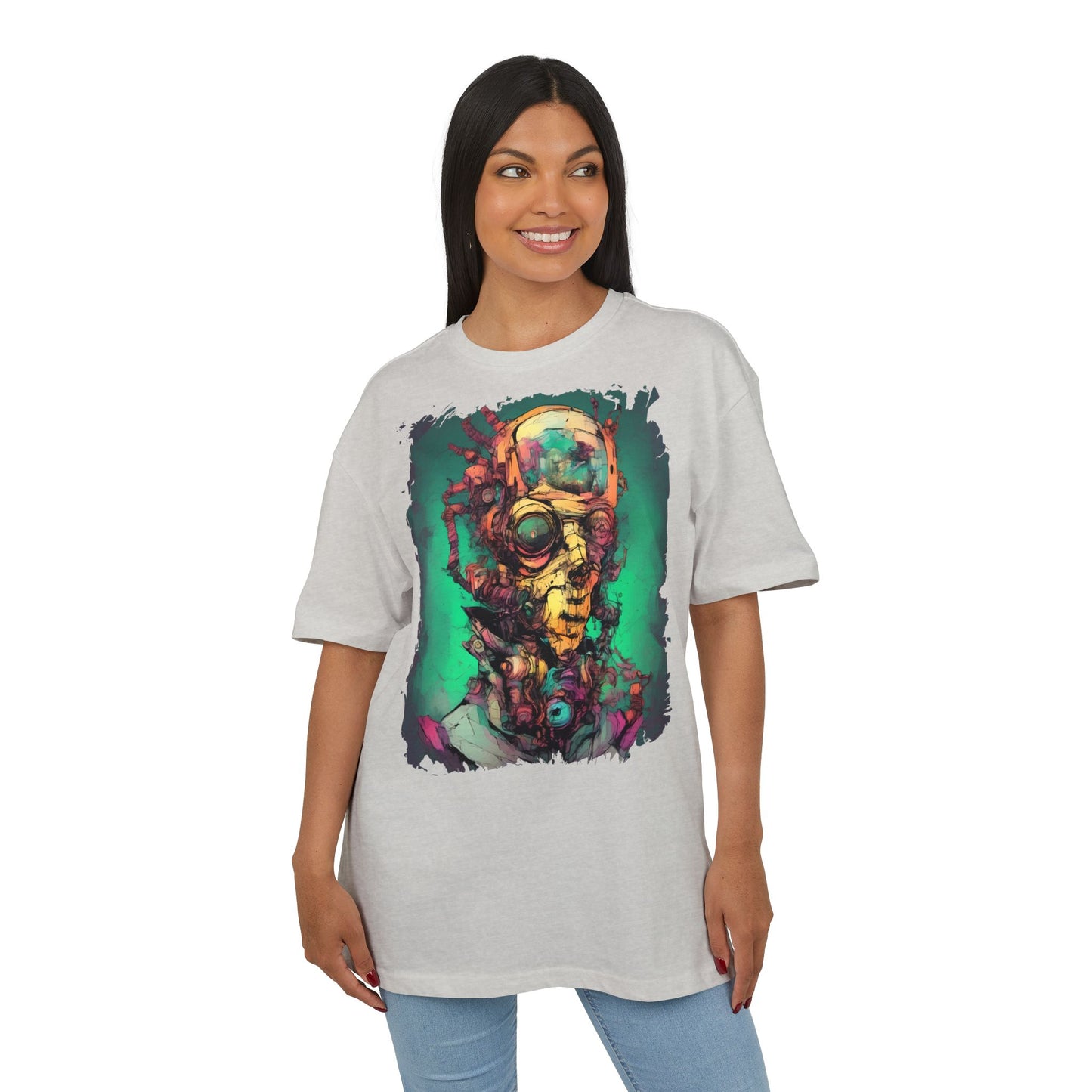 Artistic Oversize Tee Featuring Abstract Portrait, Unisex T-Shirt, Cool Graphic Tee, Streetwear Style, Unique Gifts for Art Lovers
