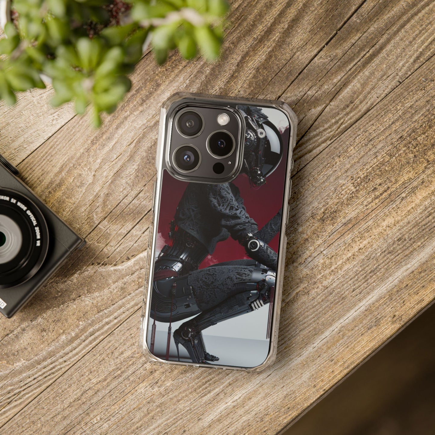 Cyber Design Magnetic Phone Case, Clear Mobile Cover, Gothic Style, Halloween Gift, Celestial Protection Accessory
