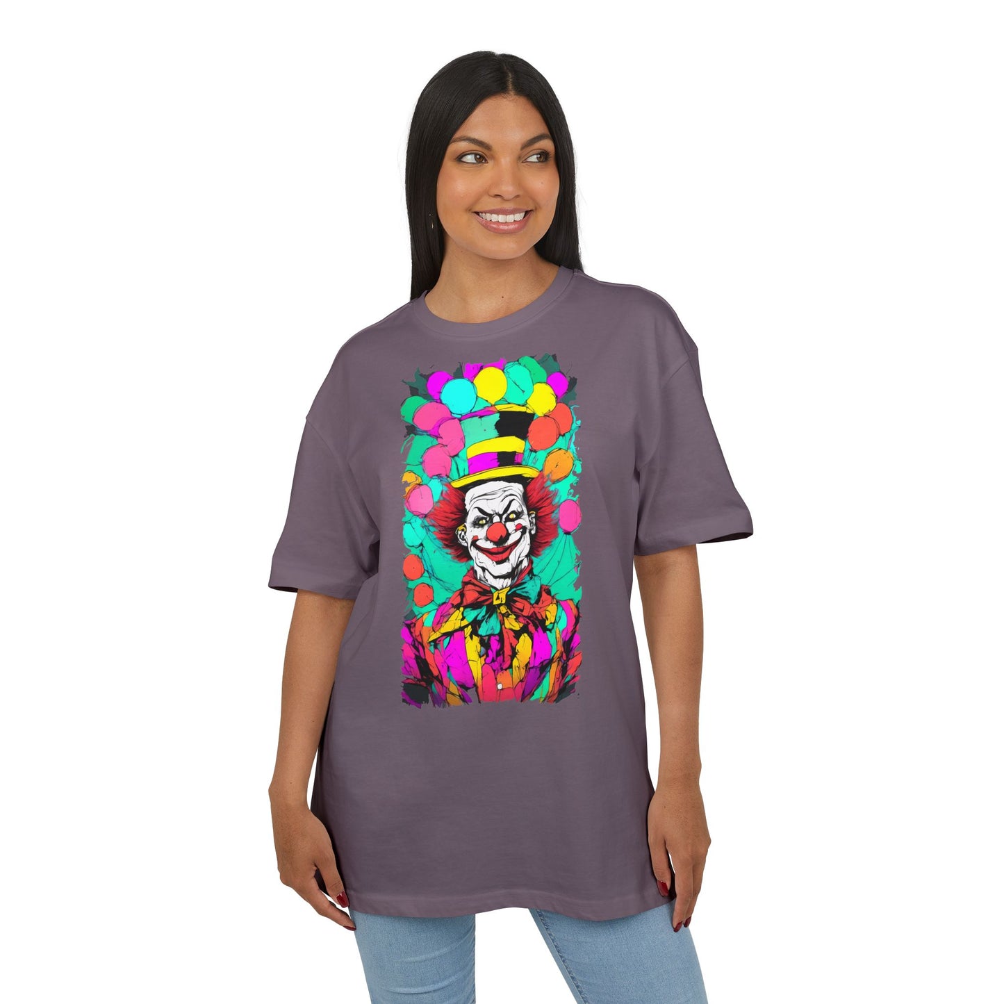 Colorful Clown Graphic Unisex Oversize Tee | Fun Wear, Festival Outfit, Circus Theme, Unique Gift, Statement Shirt