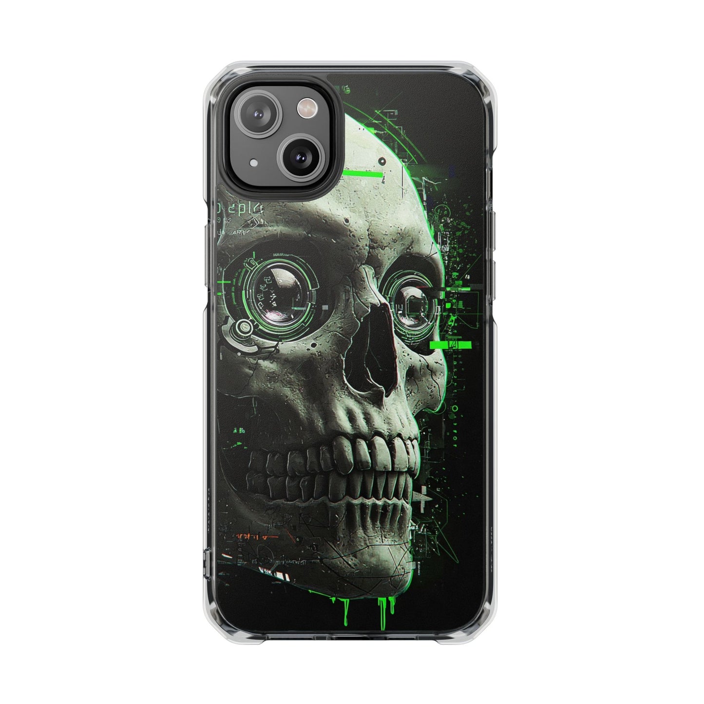 Gothic Skull Phone Case, Cyberpunk Design, Clear Impact Protection, Unique Gift for Him, Halloween Accessories, Tech Lover