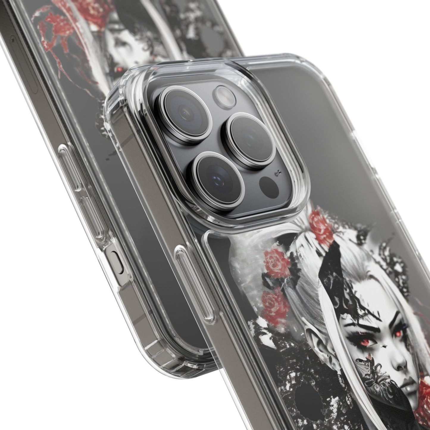 Artistic Clear Phone Case with Floral Design