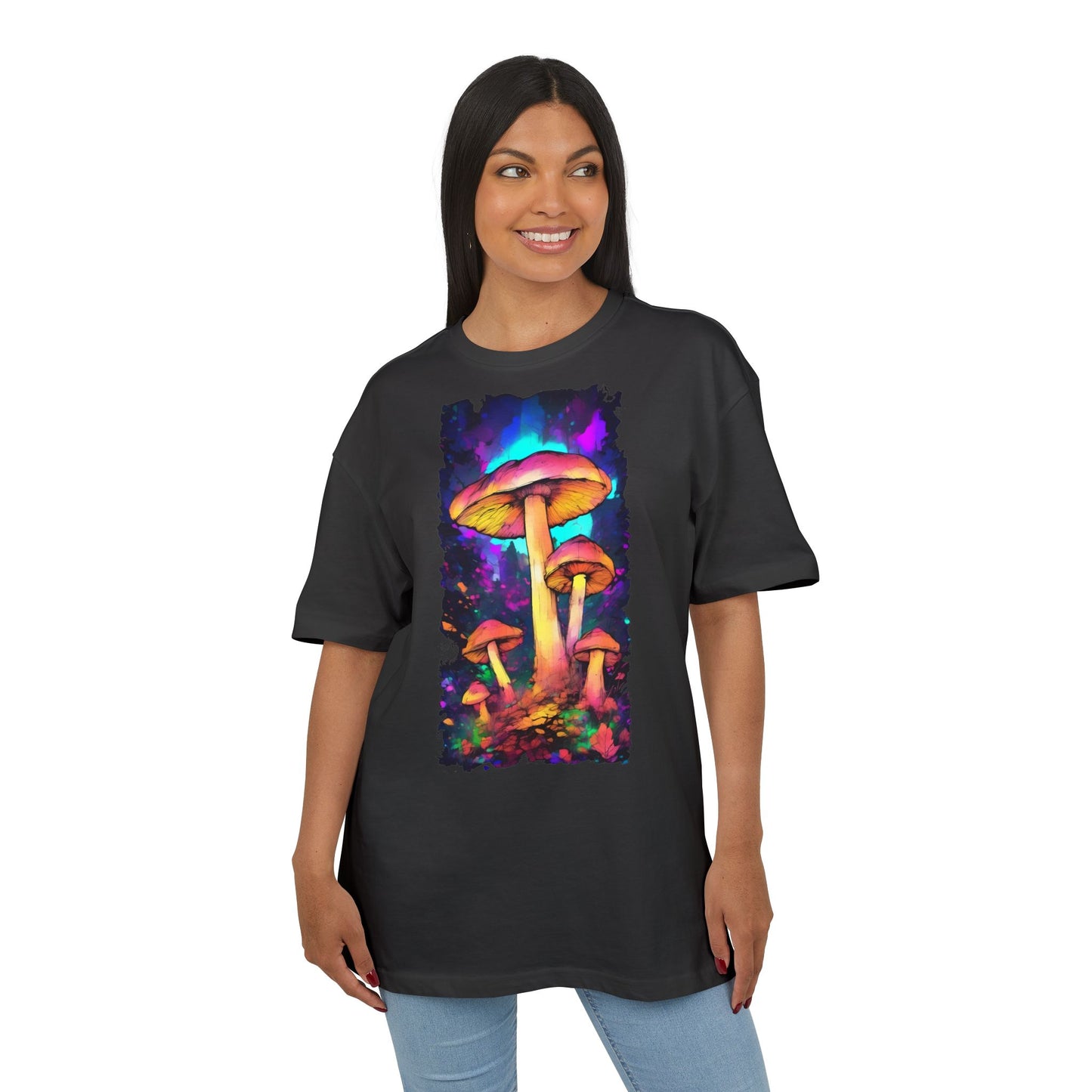 Psychedelic Mushroom Oversize Tee, Unisex Graphic Tee, Casual Summer Shirt, Gift for Nature Lovers, Festival Fashion