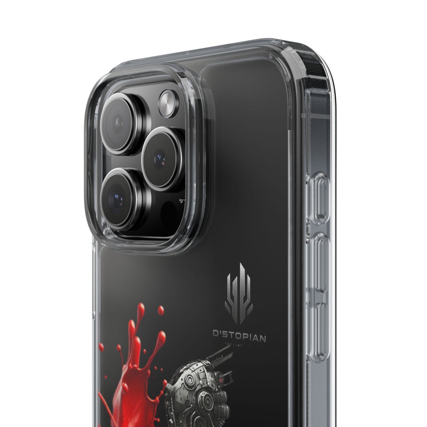 Dystopian Art Clear Phone Case - Futuristic Style with Bold Design