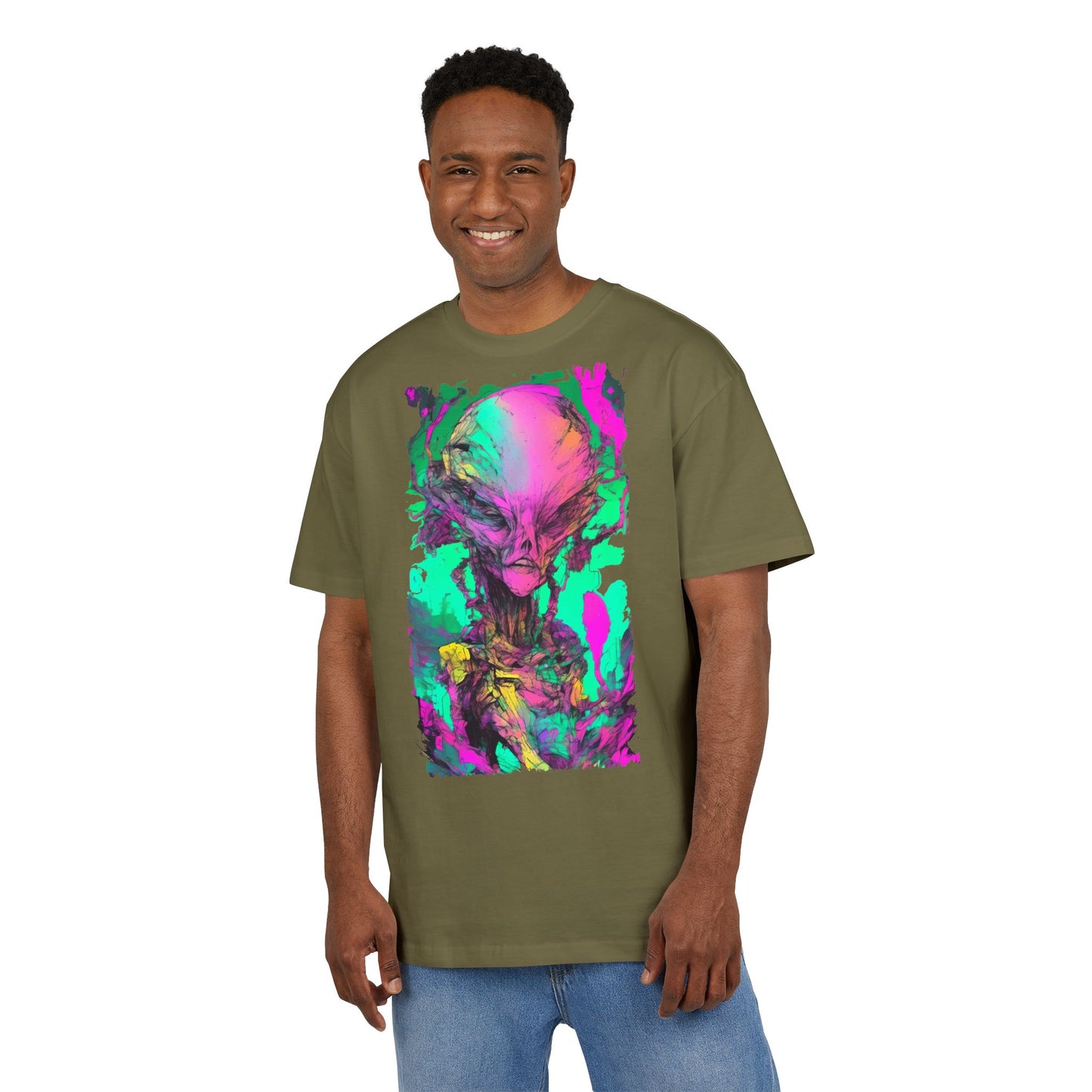 Alien Art Unisex Oversize Tee, Graphic Tee, Casual Style, Streetwear, Unique Gift, Statement Piece
