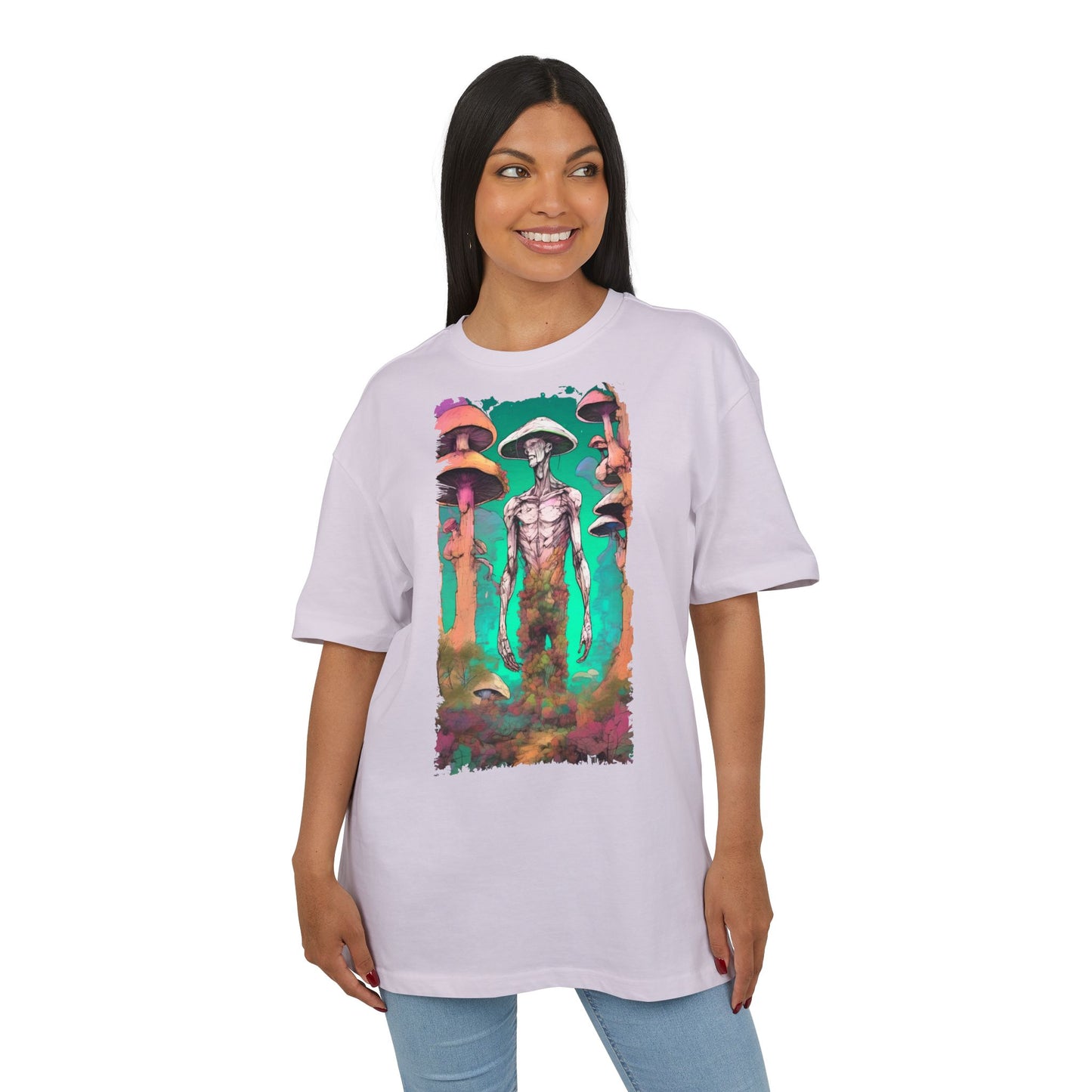 Psychedelic Alien Oversize Tee, Unisex Graphic T-Shirt, Casual Streetwear, Gift for Sci-Fi Lovers, Festival Apparel