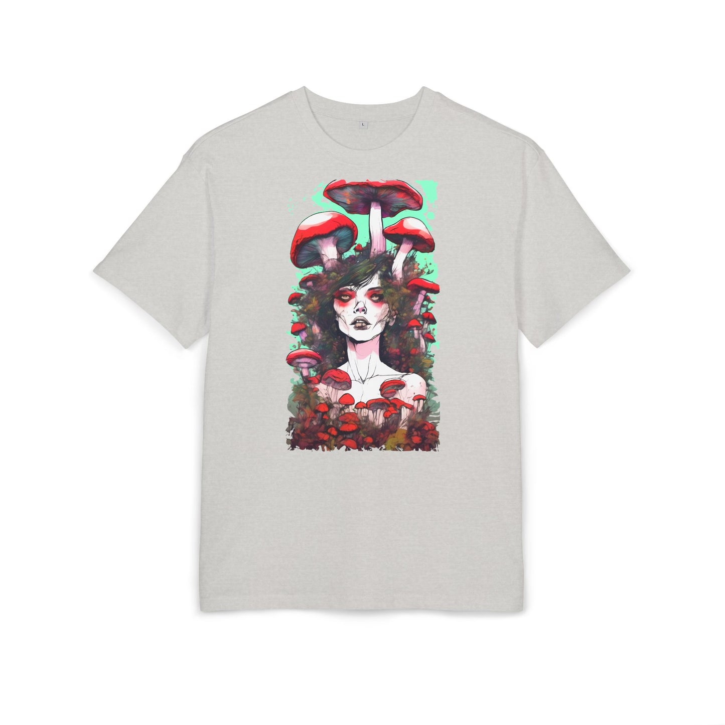 Mystical Mushroom Art Oversize Tee | Unisex Heavy Tee, Boho Style Shirt, Nature Lover Gift, Festival Wear, Graphic Tee, Eco-Friendly Fashion