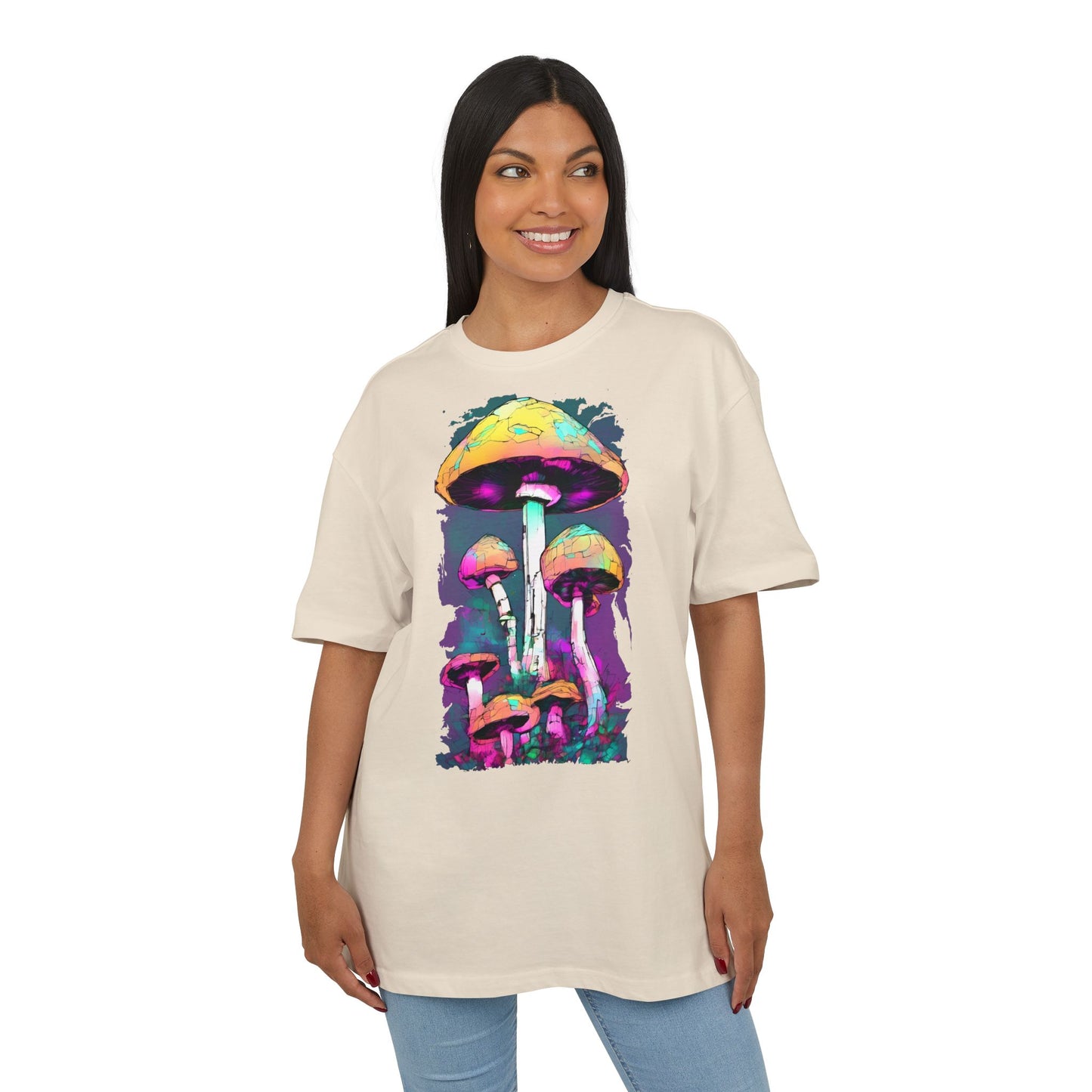 Trippy Mushroom Unisex Oversize Tee | Psychedelic Art Shirt, Retro Graphic Tee, Festival Wear, Gift for Nature Lovers, Streetwear