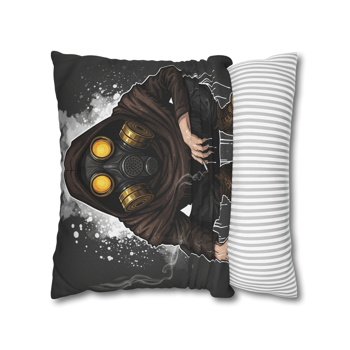 Gothic Gas Mask Pillowcase - Unique Home Decor, Edgy Throw Pillow, Gifts for Sci-Fi Fans, Alternative Room Style, Men’s Bedroom Decor