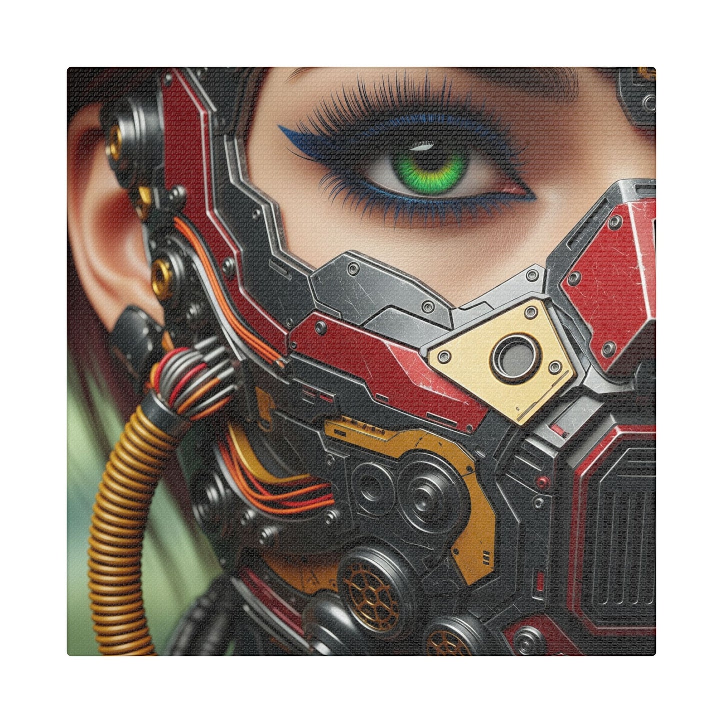 Stretched Canvas Art Print, Futuristic Wall Decor, Cyberpunk Artwork, Modern Home Decor, Unique Gift for Tech Lovers