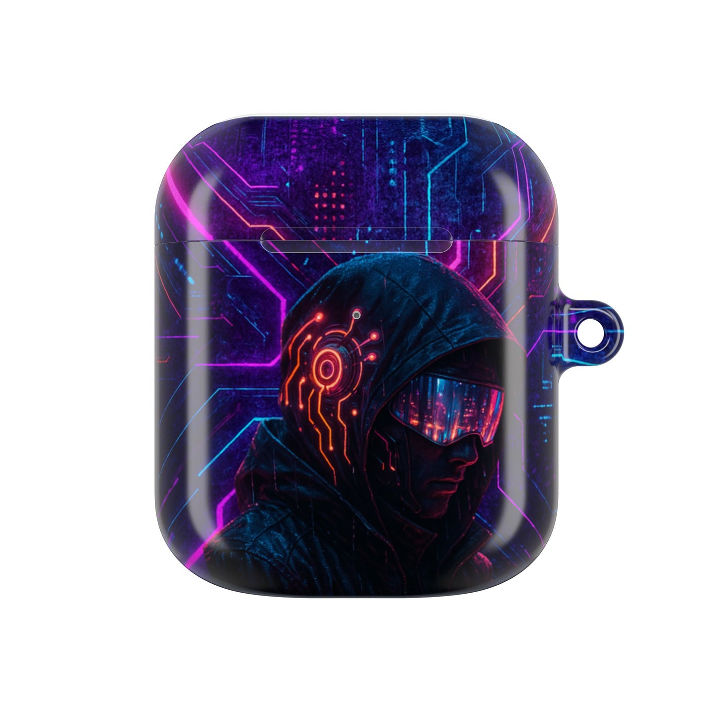 Futuristic AirPod Case, Cyberpunk Earbud Holder, Neon Accessory, Tech Gift for Gadget Lovers, Sleek & Stylish Protection