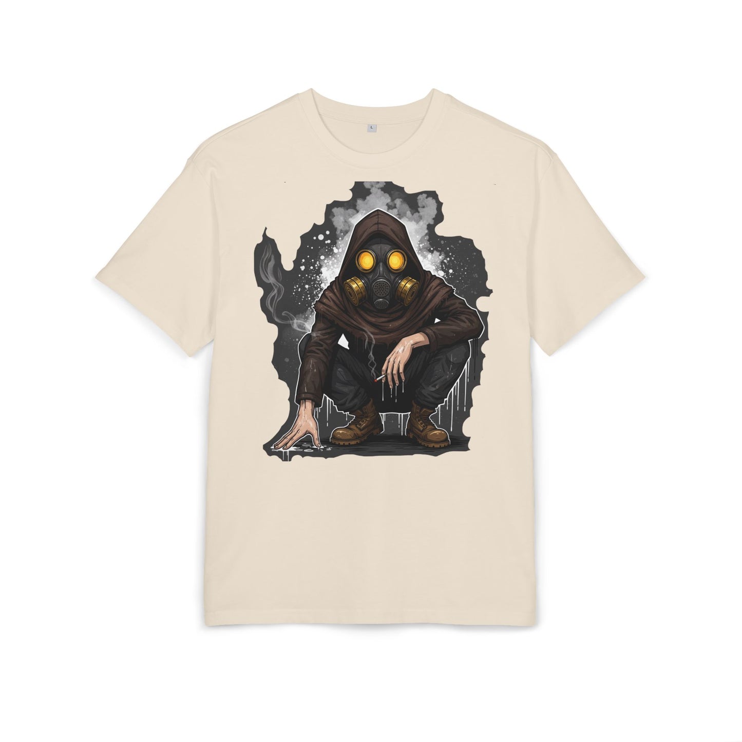 Gothic Gas Mask Unisex Heavy Oversize Tee, Streetwear Graphic Tee, Casual T-Shirt, Halloween Costume Top, Unique Gift Idea
