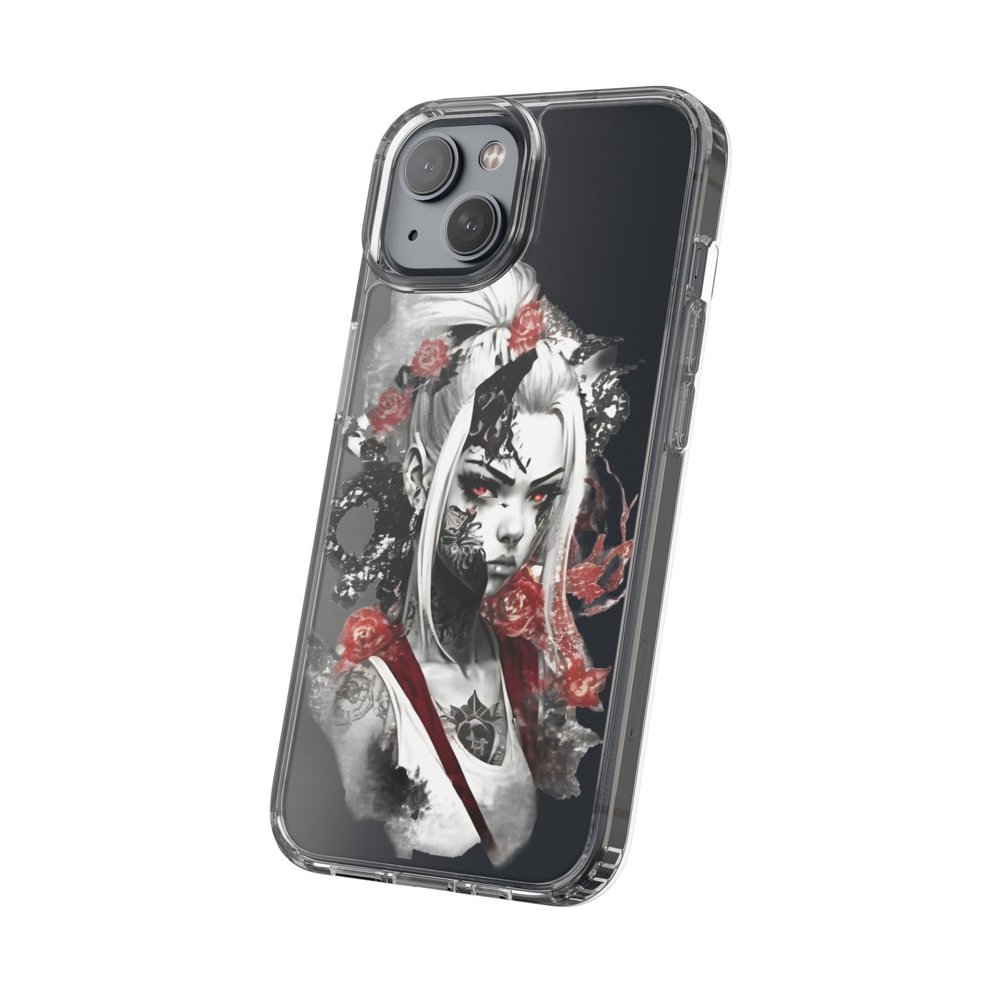 Artistic Clear Phone Case with Floral Design