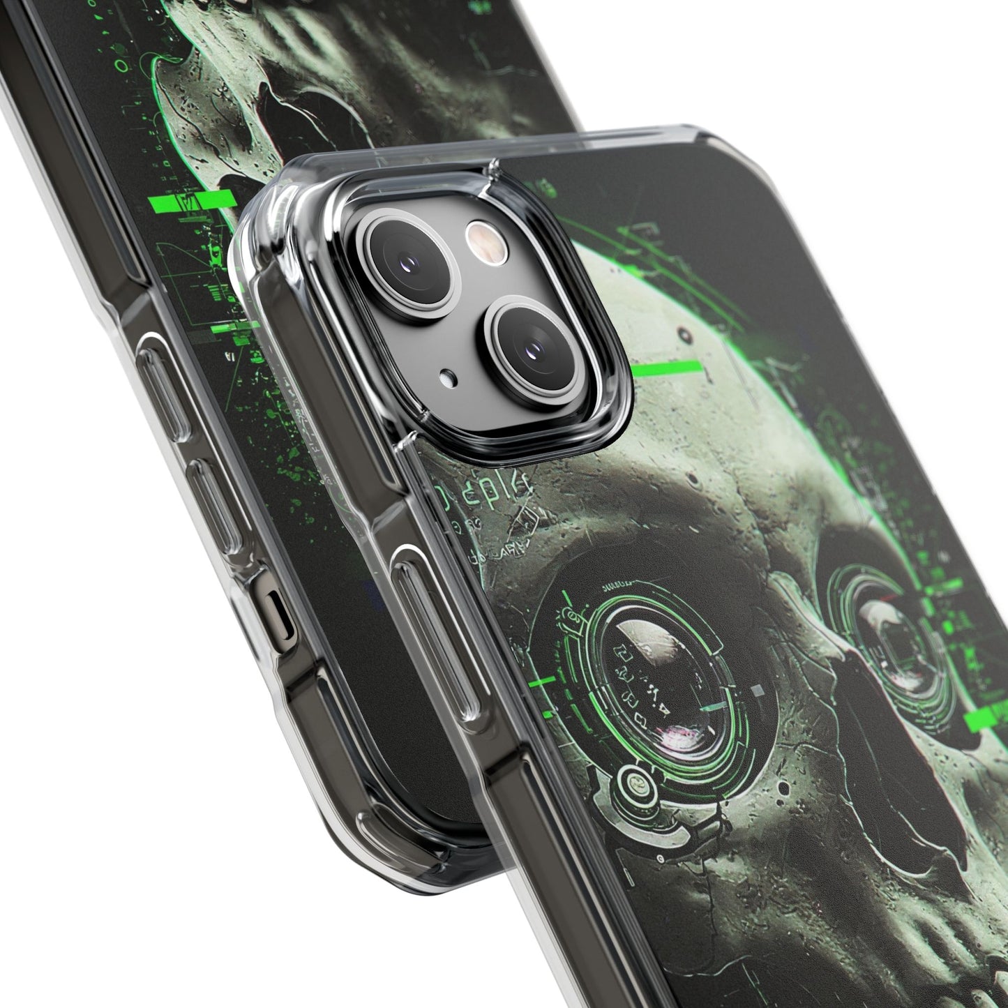 Gothic Skull Phone Case, Cyberpunk Design, Clear Impact Protection, Unique Gift for Him, Halloween Accessories, Tech Lover