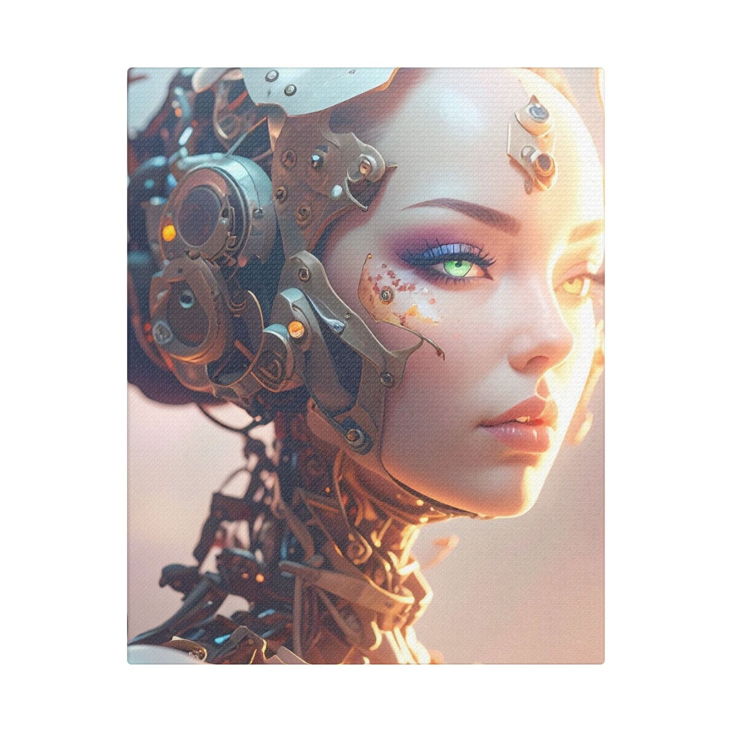 Satin Canvas Art Print, Modern Home Decor, Robot Artwork, Tech-Inspired Wall Art, Unique Gift for Tech Lovers