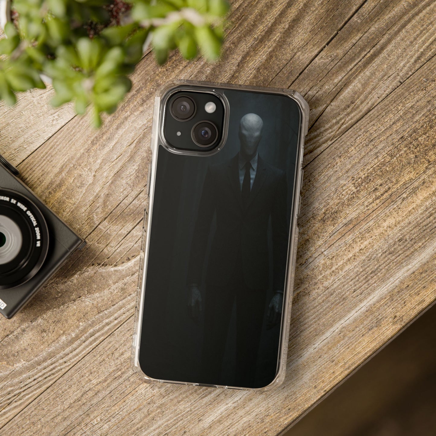 Sleek Phone Case with Minimalist Horror Design of Slenderman, Slim Protective Case, Unique Gift for Horror Lovers, Clear Impact-Resistant Case