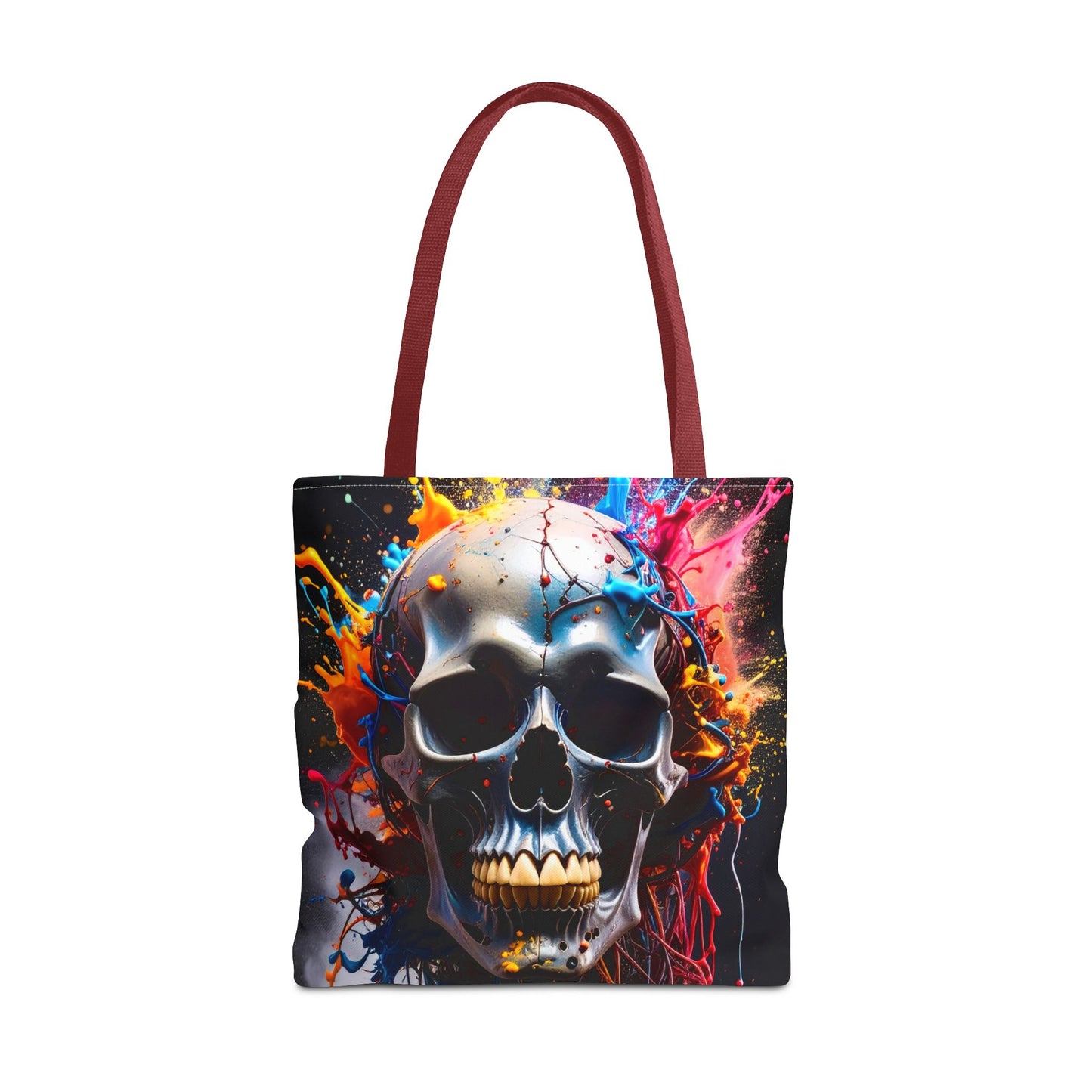 Vibrant Skull Tote Bag, Artistic Reusable Bag, Eco-Friendly Shopping Tote, Perfect Gift for Halloween, Gothic Style