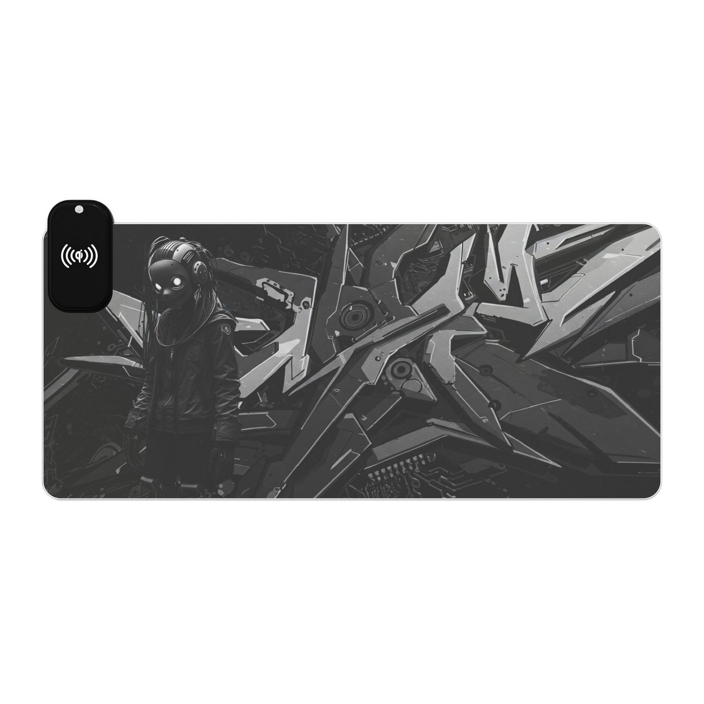 LED Gaming Mouse Pad with Wireless Charging - Cyberpunk Design, Perfect for Gamers