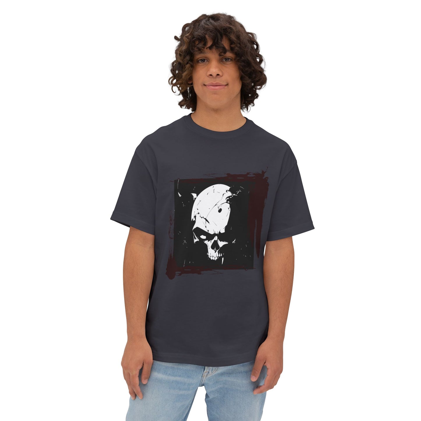Edgy Skull Graphic Tee | Unisex Oversized Boxy Tee for Casual Wear, Halloween, Street Style, Gift for Him/Her, Unique Fashion