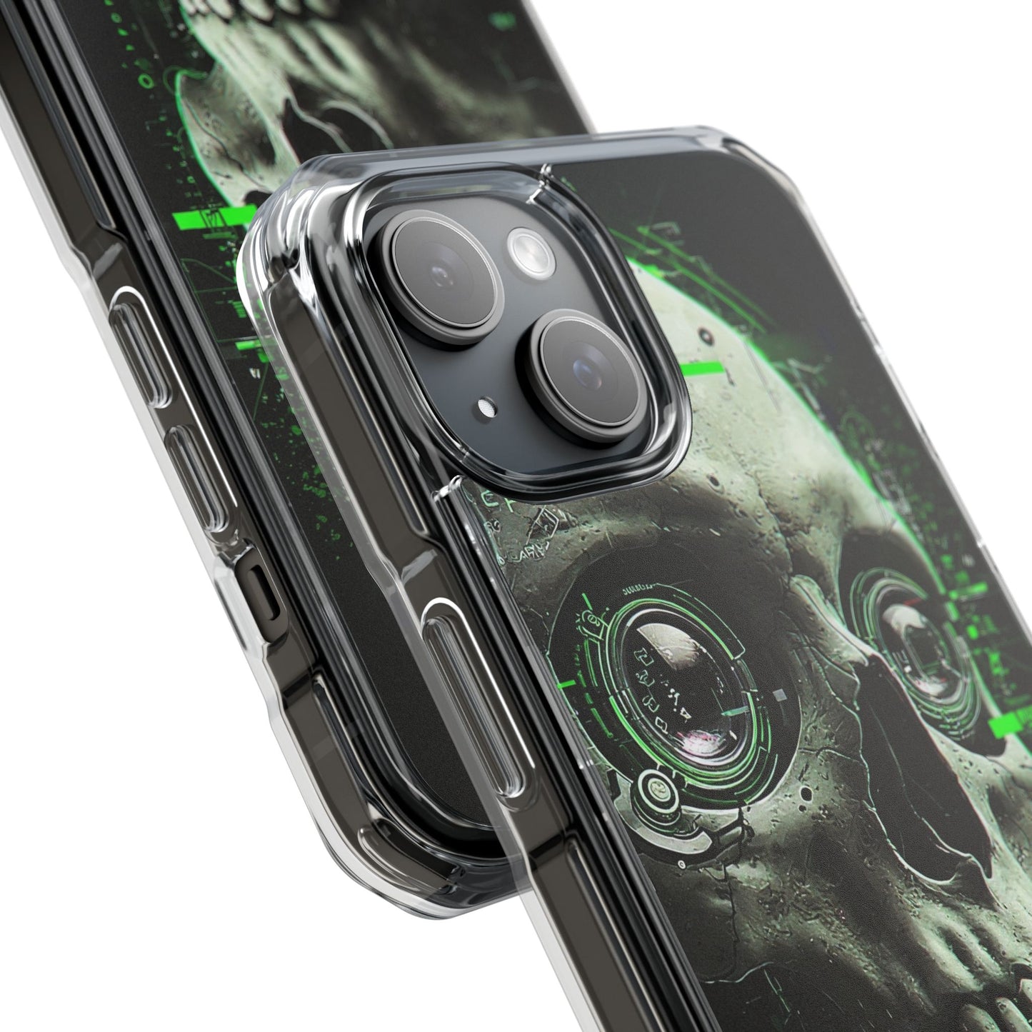 Gothic Skull Phone Case, Cyberpunk Design, Clear Impact Protection, Unique Gift for Him, Halloween Accessories, Tech Lover