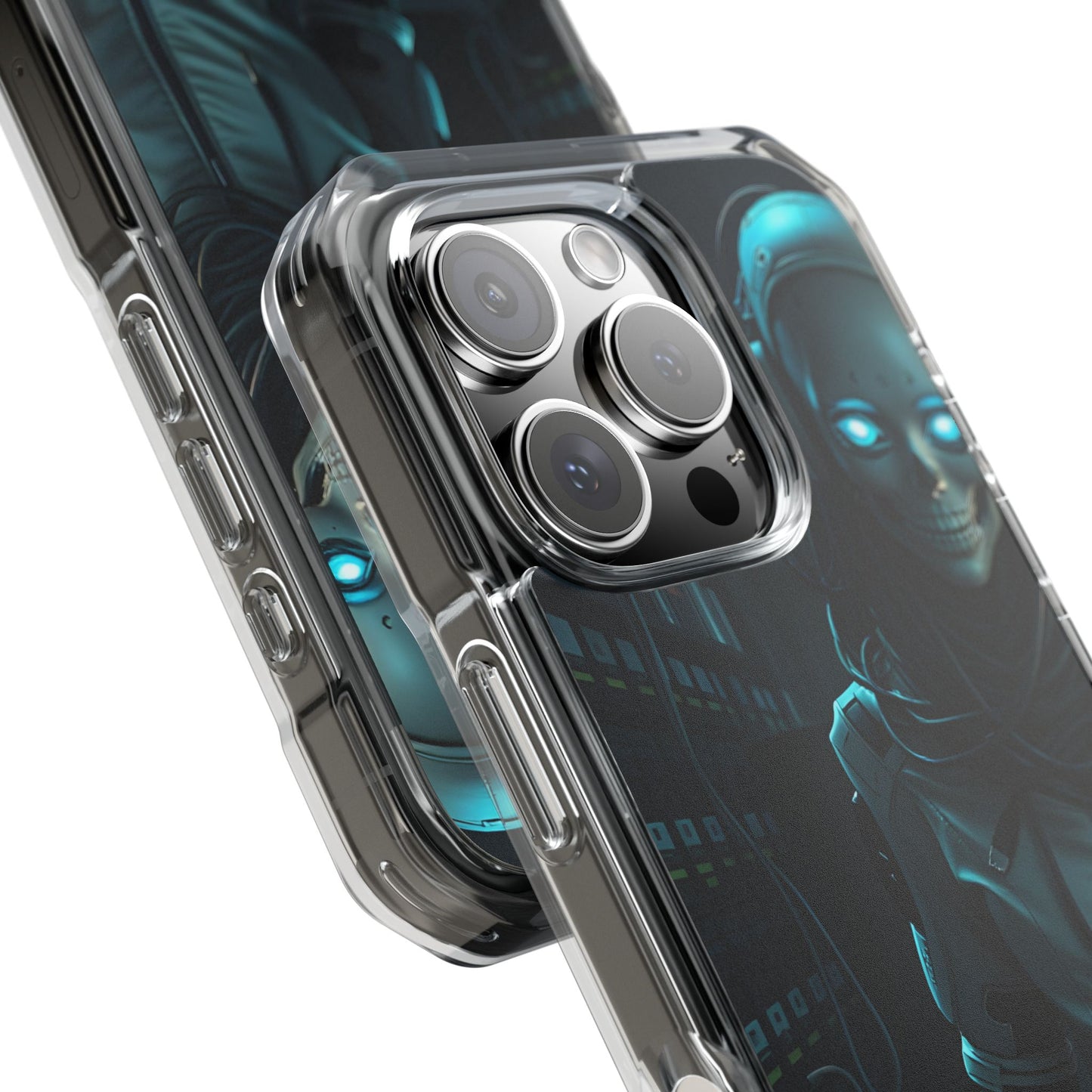 Futuristic Robot Phone Case, Magnetic Clear Impact Case, Unique Gift for Tech Lovers, Protective Smartphone Accessory, Cyberpunk Style