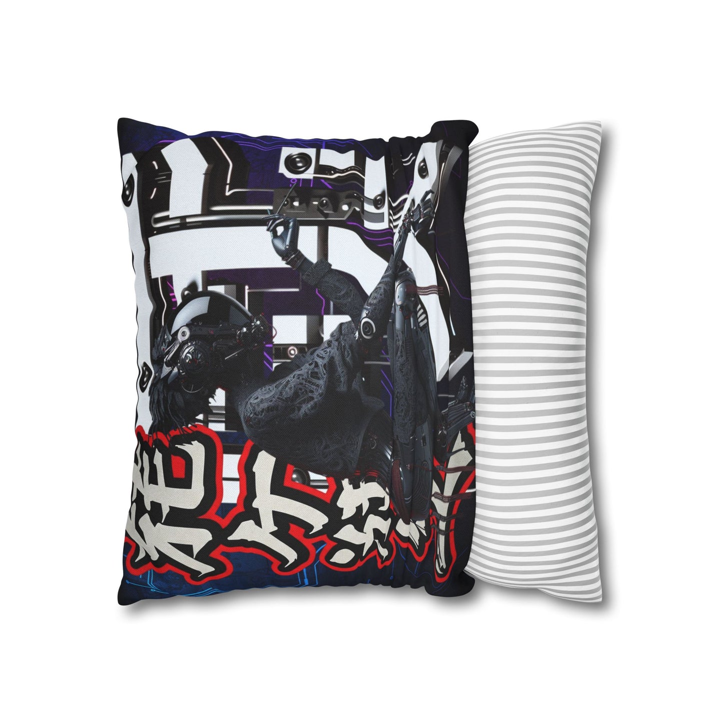 Futuristic Robot Art Square Pillowcase - Unique Home Decor for Tech Lovers