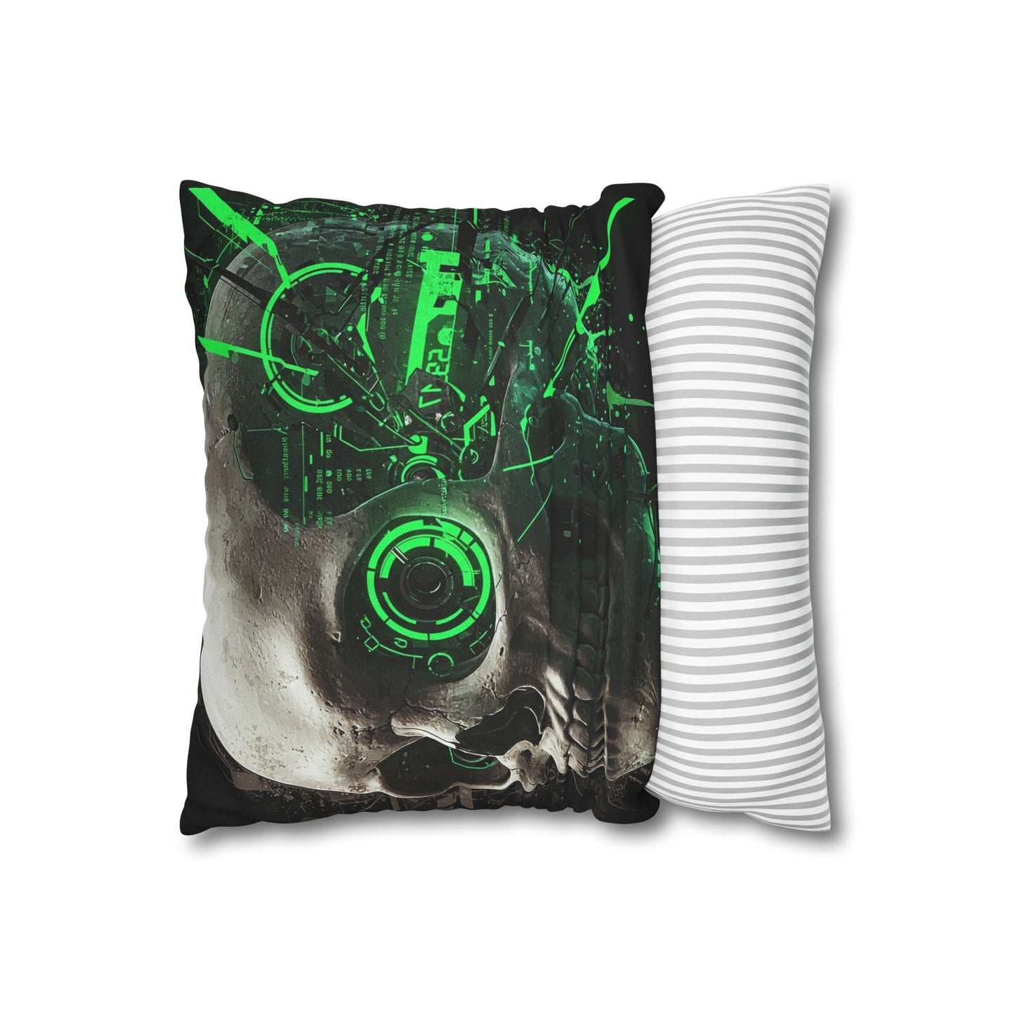 Futuristic Skull Pillowcase - Edgy Home Decor, Gothic Accessories, Cyberpunk Living Room, Halloween Decorations, Unique Gift Idea
