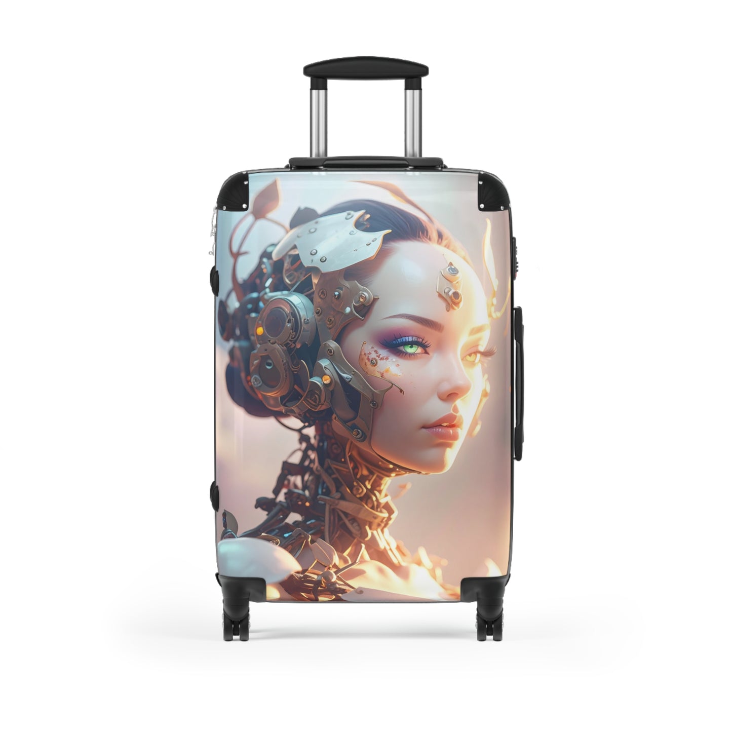 Futuristic Travel Suitcase with Robotic Design, Stylish Luggage, Carry-On Bag for Modern Travelers, Unique Gift for Adventurers