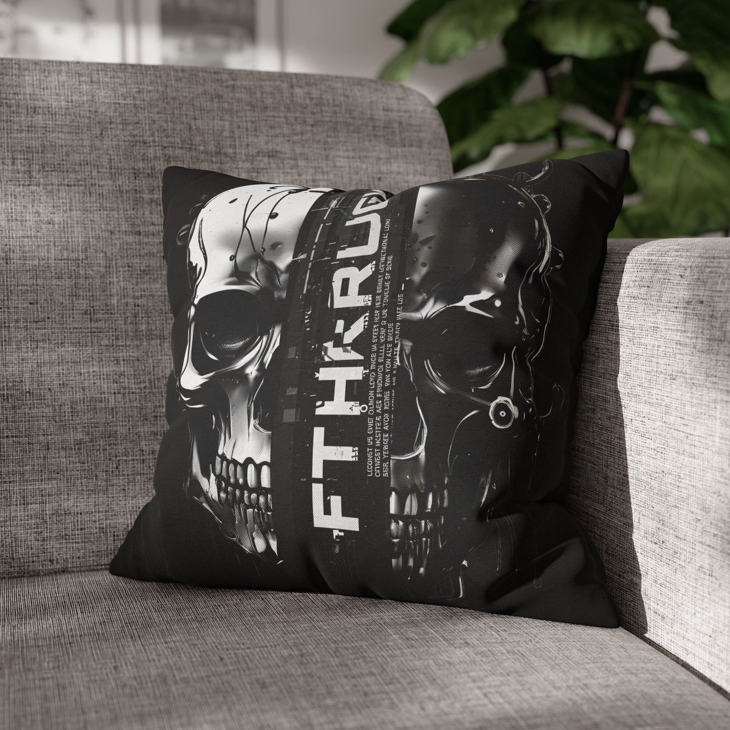 Gothic Skull Pillowcase - Edgy Home Decor, Alternative Gift, Bedroom Accent, Halloween Decor, Boho Pillow Cover