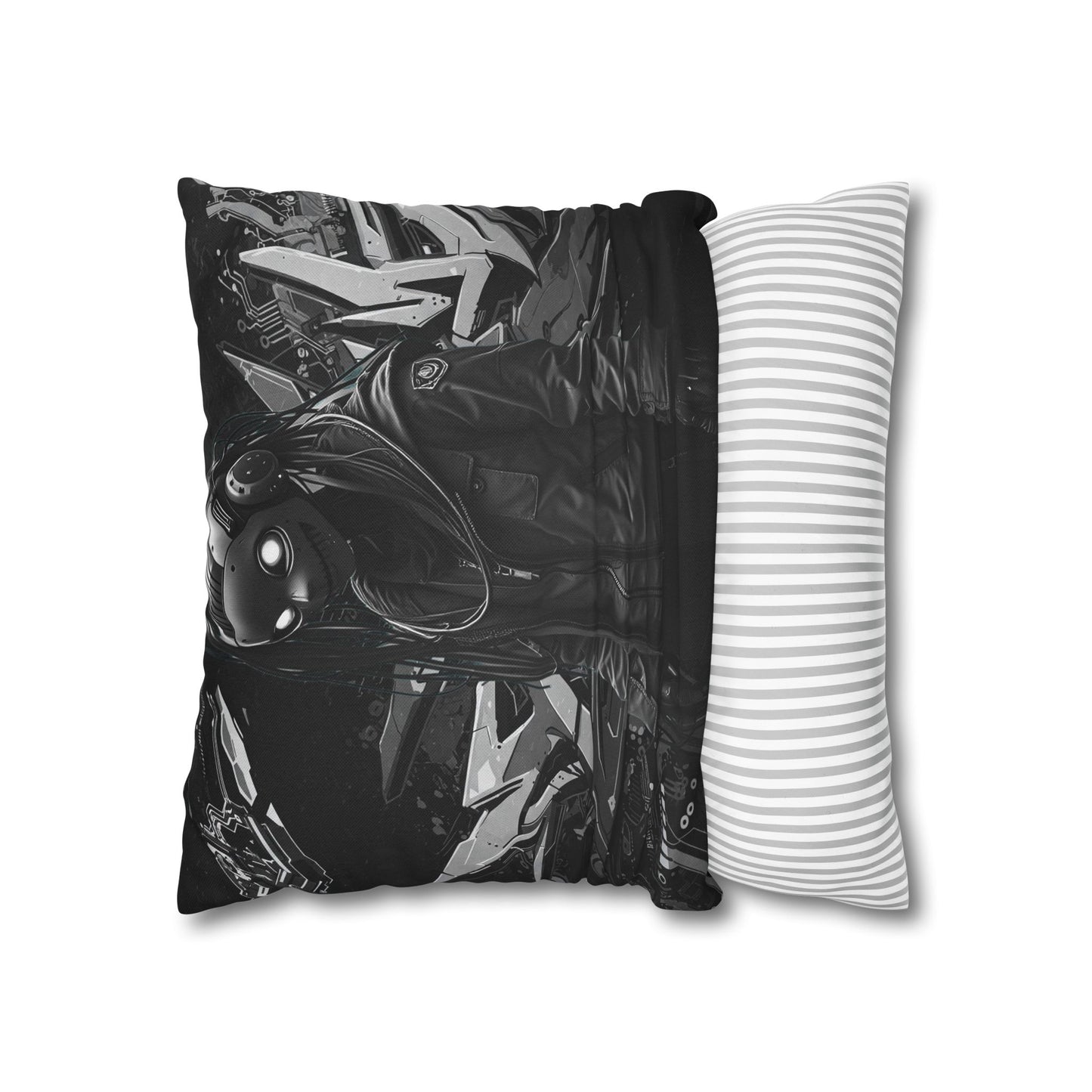 Edgy Cyberpunk Square Pillowcase - Modern Decor for Gaming Enthusiasts