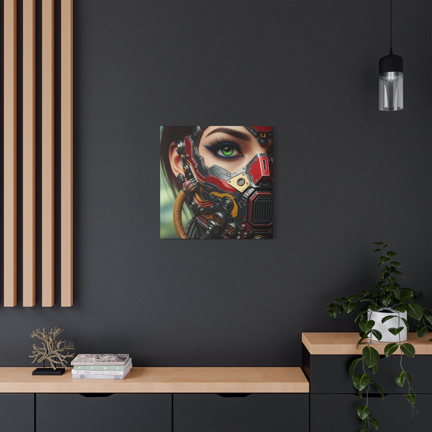 Stretched Canvas Art Print, Futuristic Wall Decor, Cyberpunk Artwork, Modern Home Decor, Unique Gift for Tech Lovers