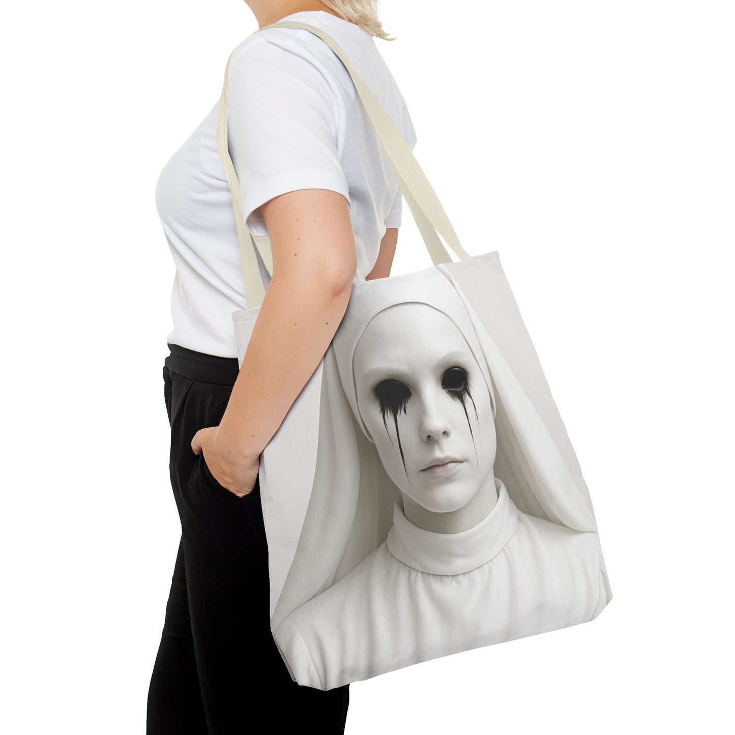 Eerie Art Tote Bag, Creepy Canvas Bag, Gothic Handbag, Unique Gift for Halloween, Spooky Decor, Horror Lover Accessories
