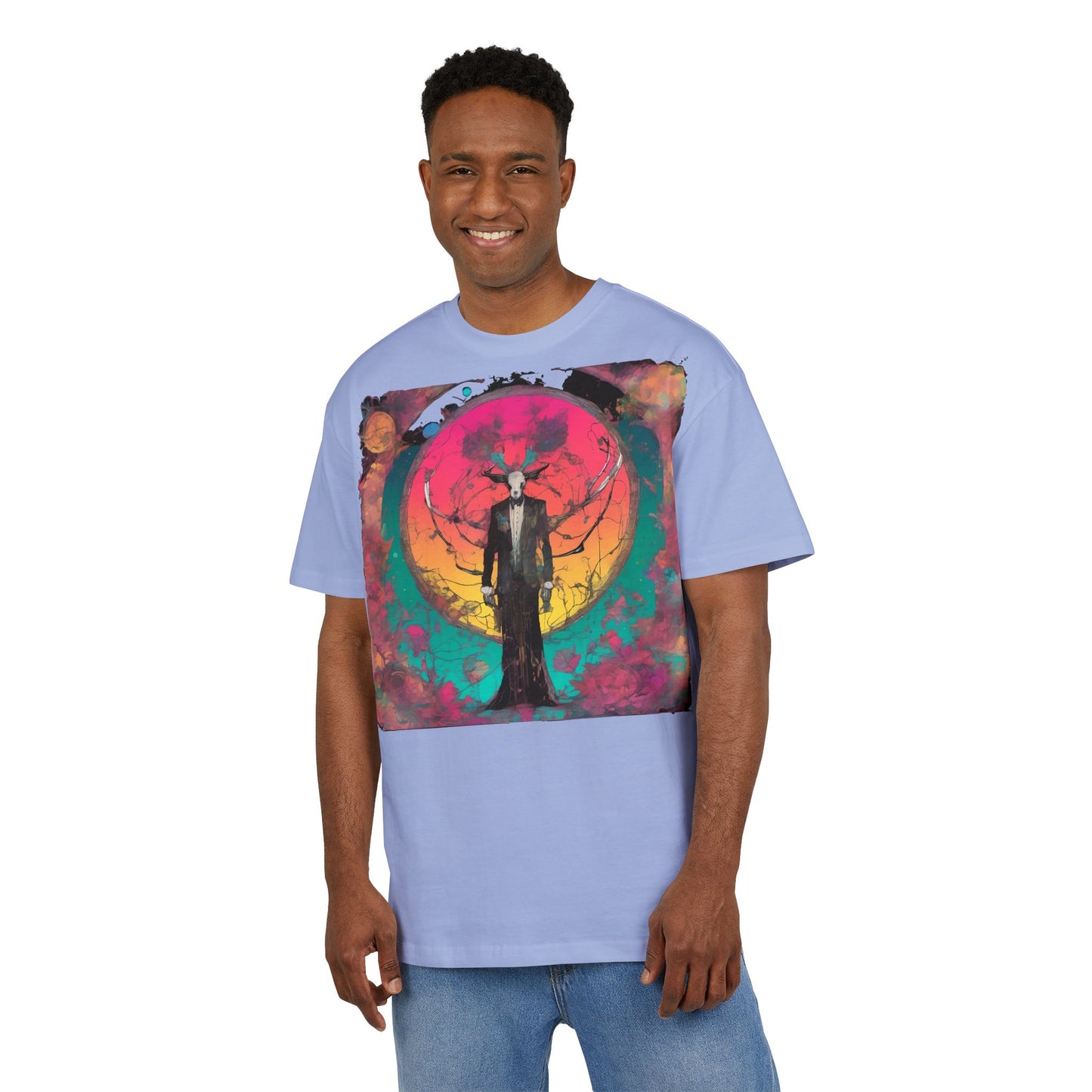 Vibrant Artistic Oversize Tee - Unisex Heavyweight T-Shirt, Bohemian Style, Gift for Art Lovers, Festival Wear, Casual Chic