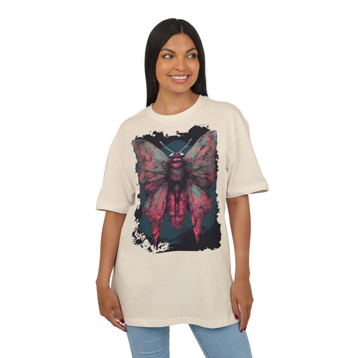 Aesthetic Moth Graphic Oversize Tee, Casual Style Shirt, Unique Gift, Eco-Print Tee, Art Lover Fashion, Nature-Inspired Top