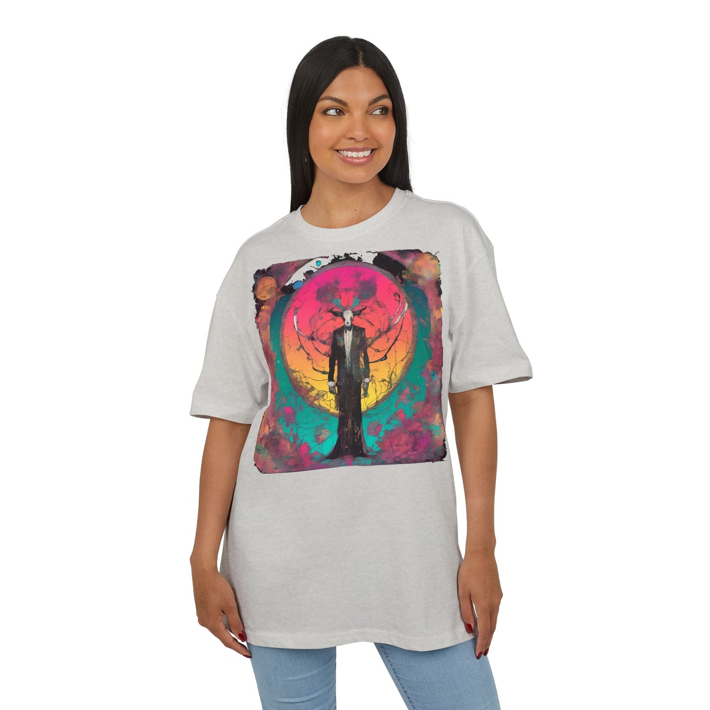 Vibrant Artistic Oversize Tee - Unisex Heavyweight T-Shirt, Bohemian Style, Gift for Art Lovers, Festival Wear, Casual Chic