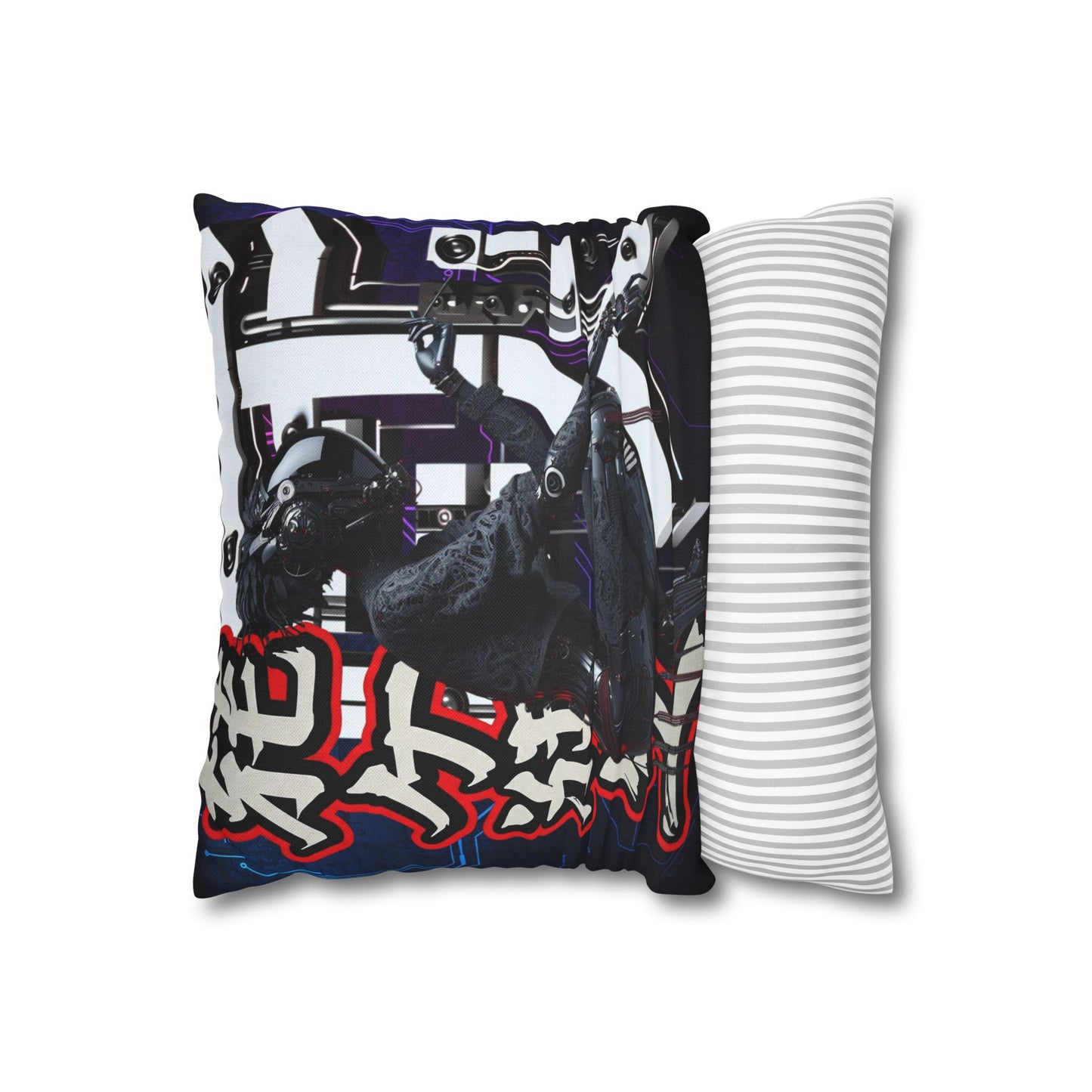 Futuristic Robot Art Square Pillowcase - Unique Home Decor for Tech Lovers