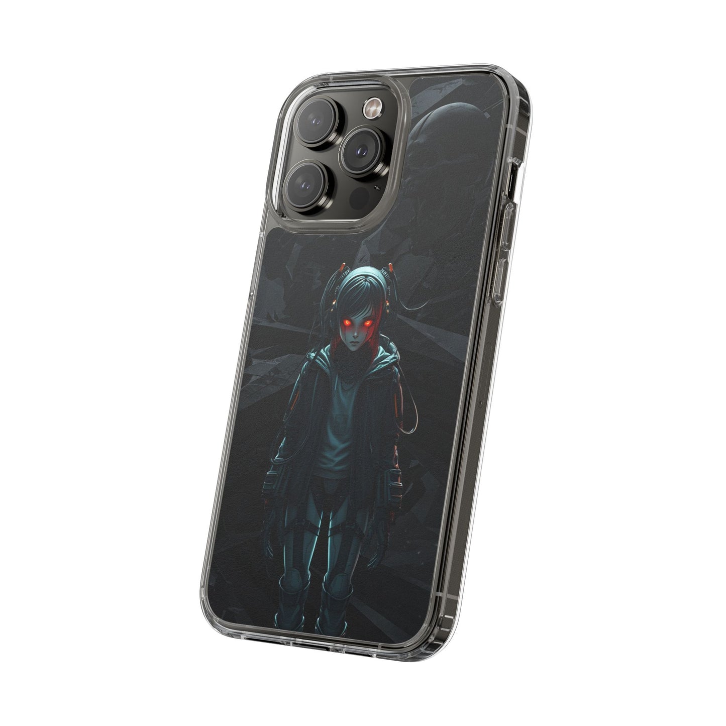 Futuristic Clear Phone Case with Cyberpunk Design - Edgy and Stylish