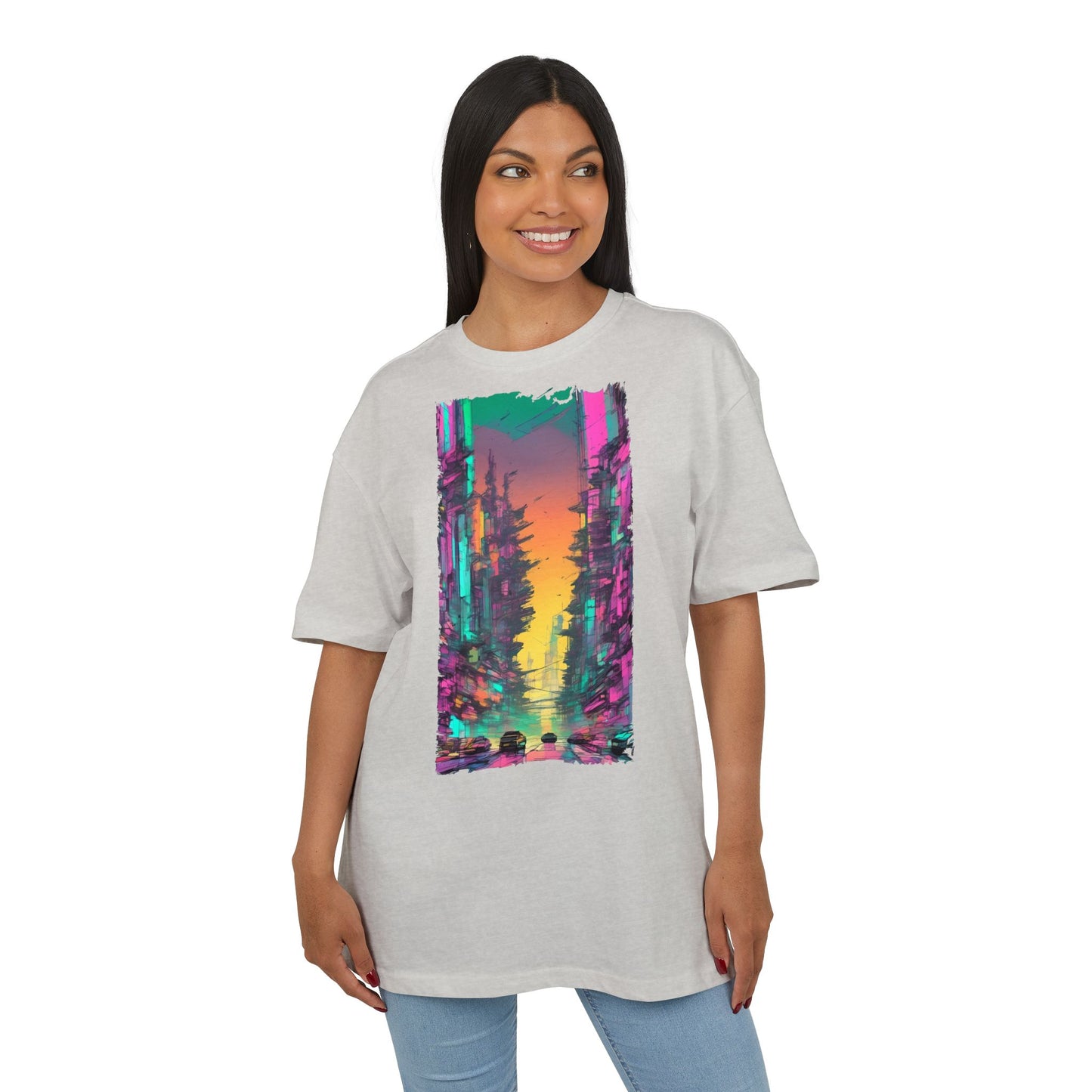 Vibrant Nature Sunset Unisex Oversize Tee, Cozy Graphic Shirt for Nature Lovers, Trendy Casual Wear, Gift for Friends, Summer Fashion