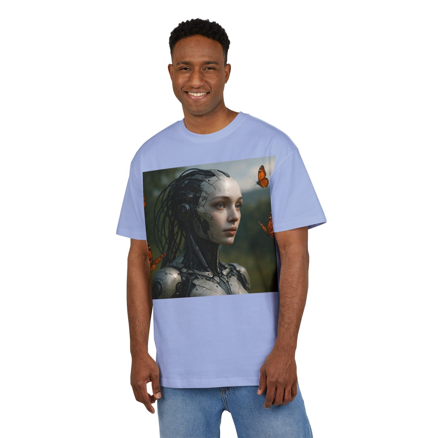 Futuristic Robot Graphic Tee, Oversize T-Shirt, Unisex Relaxed Fit Shirt, Casual Wear, Gift for Tech Lovers
