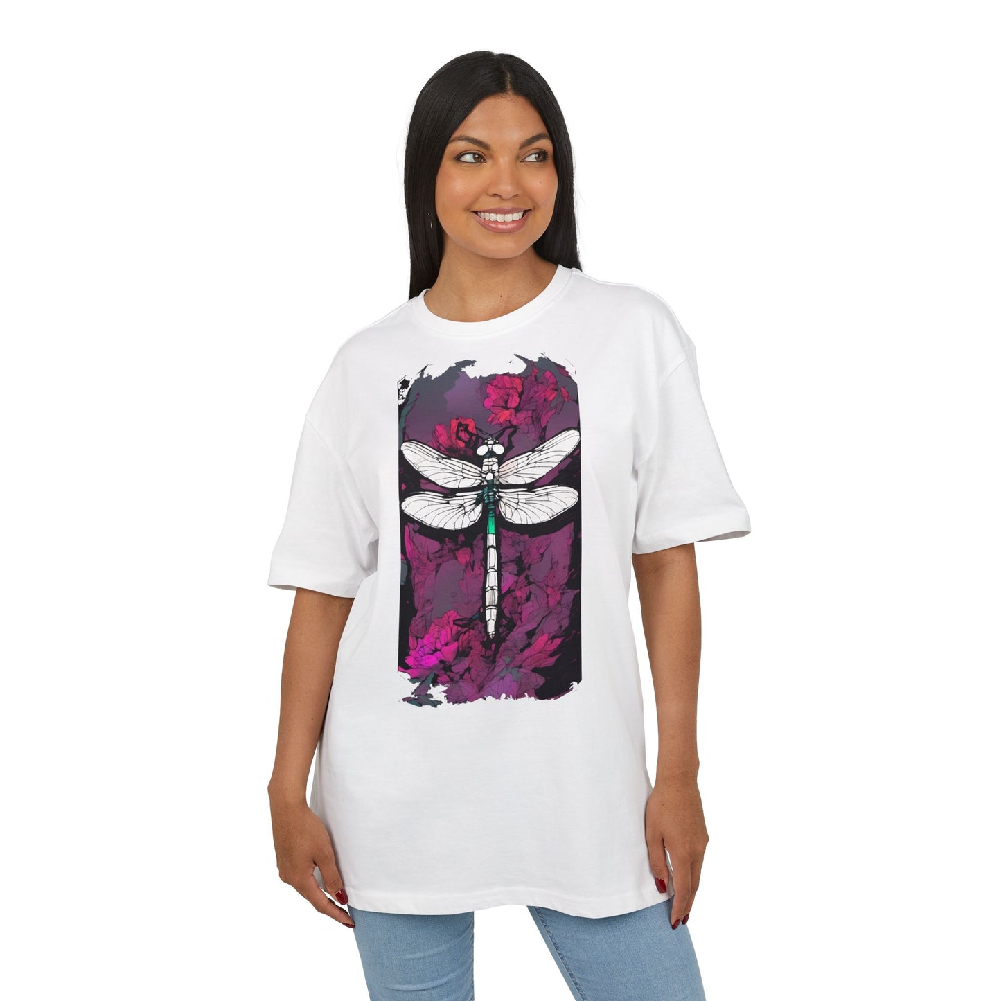 Dragonfly Art Unisex Heavy Oversize Tee, Nature Lover Shirt, Gift for Her, Artistic Tee, Summer Fashion, Relaxed Fit Clothing