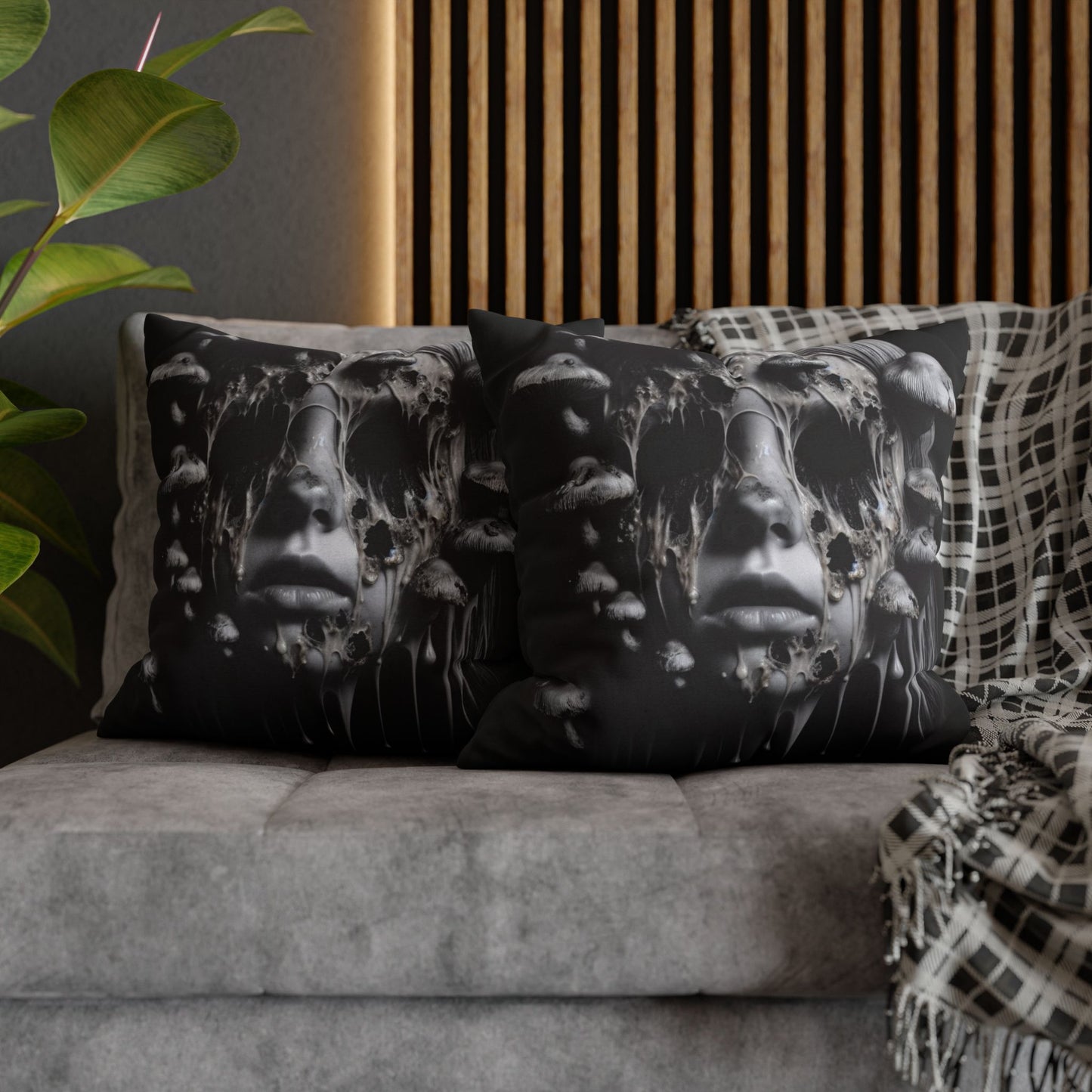 Dark Art Decorative Pillowcase, Gothic Home Decor, Statement Cushion Cover, Unique Gift for Art Lovers, Halloween Decor