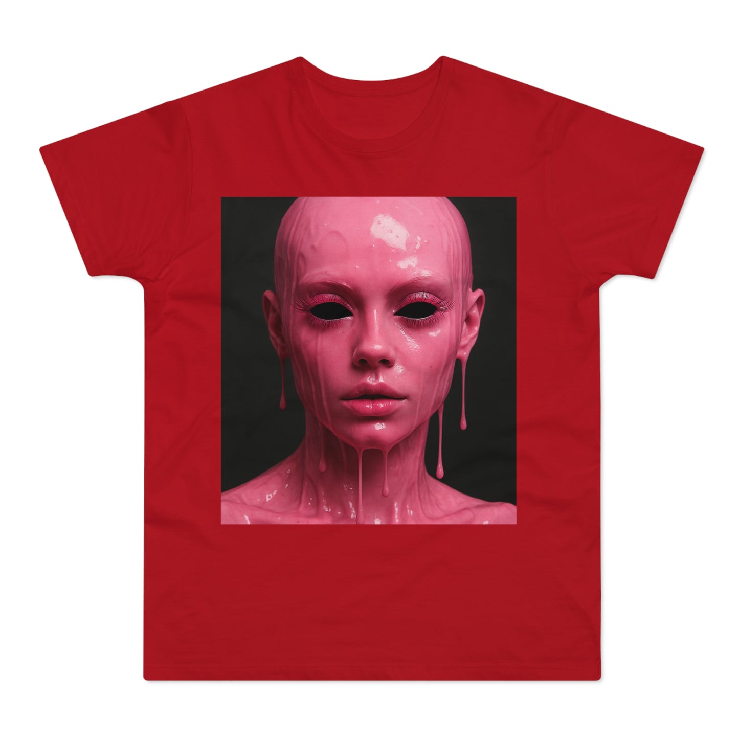 Artistic Pink Melting Face T-Shirt - Trendy Graphic Tee, Unique Gift, Statement Apparel, Festival Wear, Occasional Fashion, Street Style